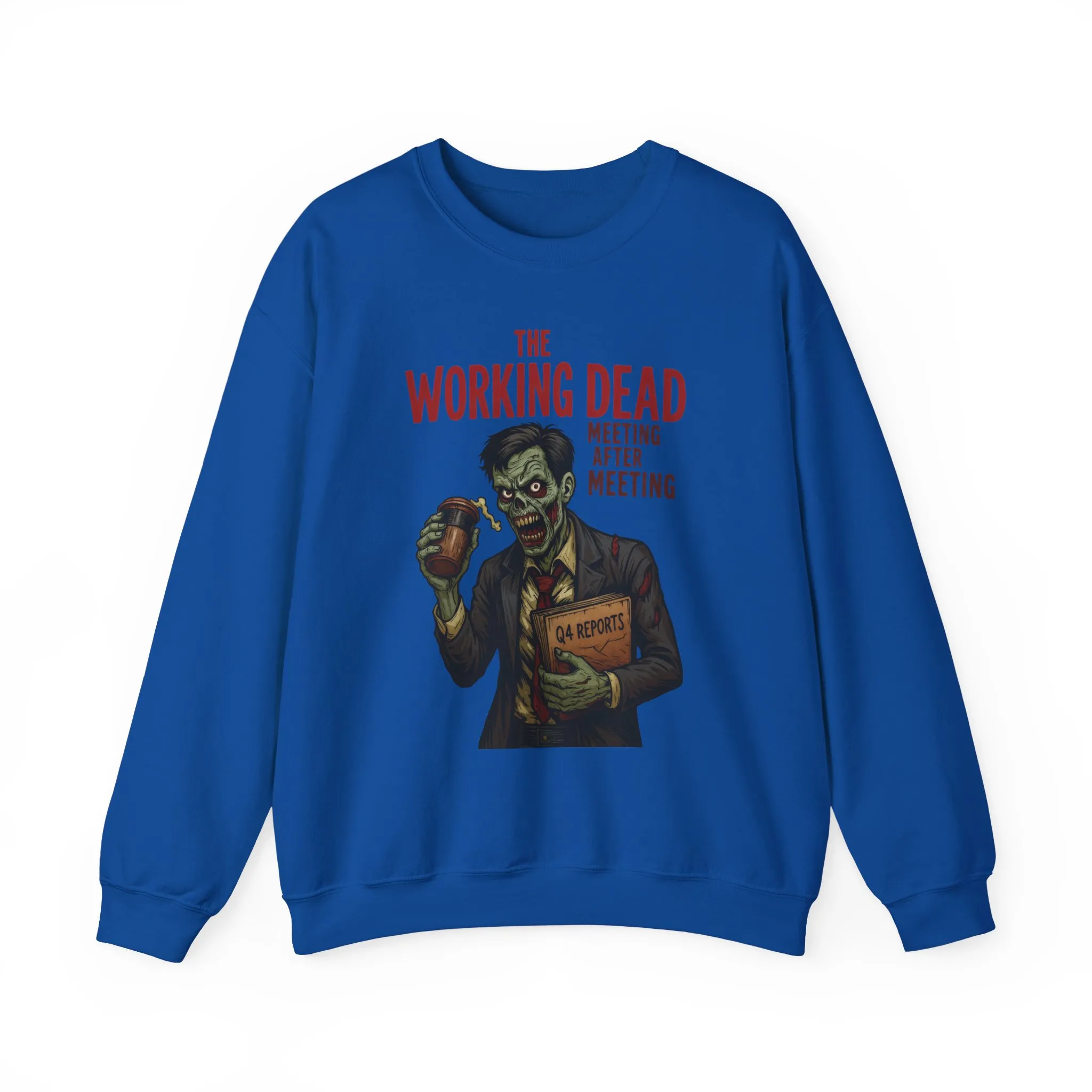 The Working Dead Men's Funny Zombie Sweatshirt, Office Humor Crewneck, Halloween Work Top - Image 33
