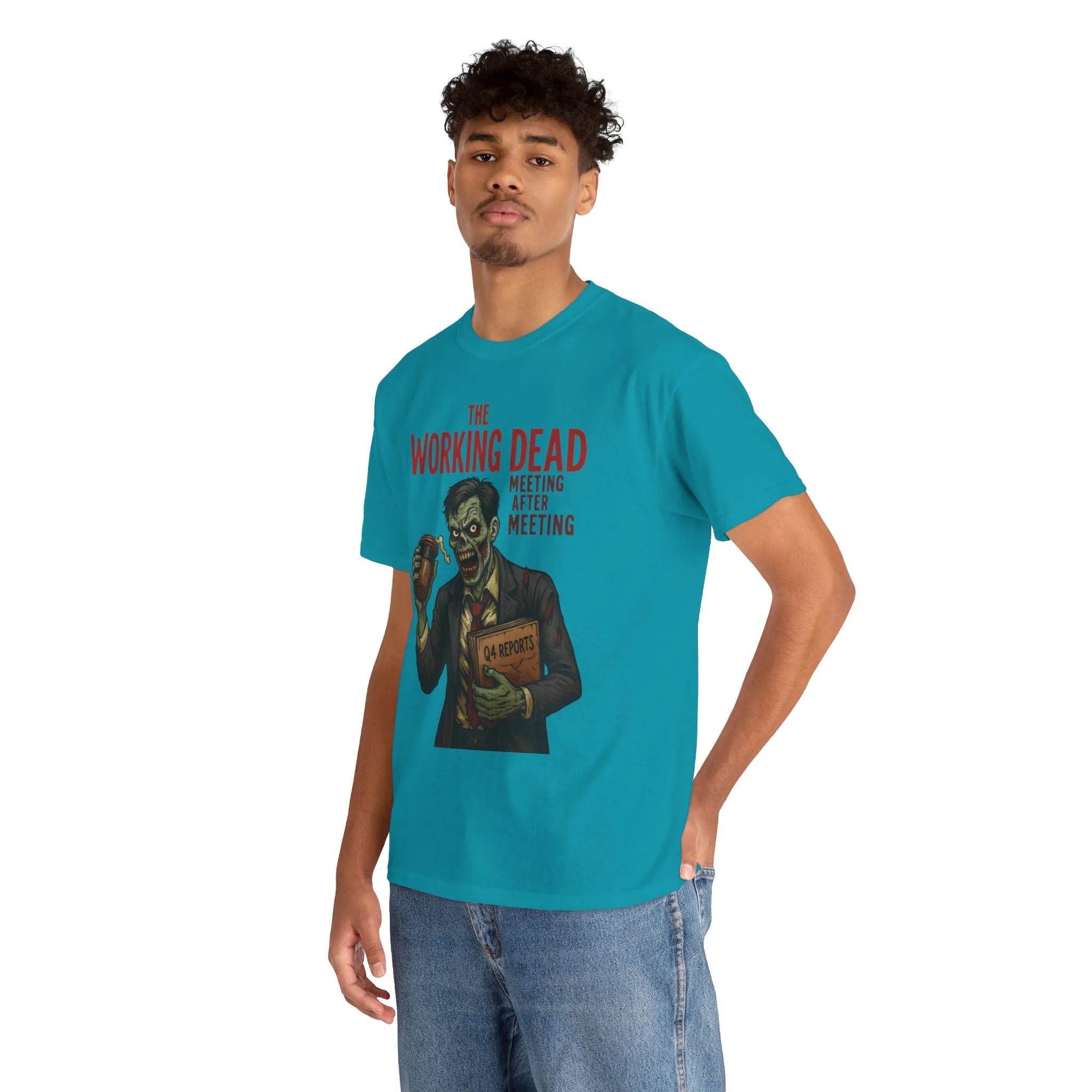 The Working Dead Men's Funny Zombie Work T-Shirt, Office Humor Tee, Meeting Joke Shirt, Halloween Office Tee - Image 20