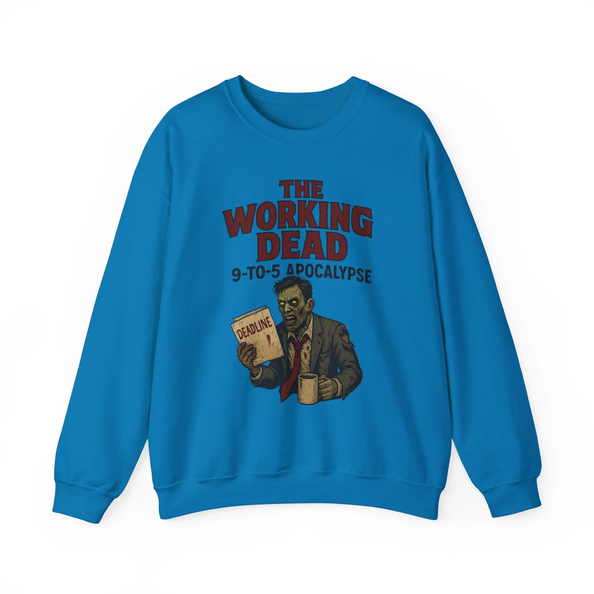 Men's The Working Dead 9-to-5 Apocalypse Sweatshirt, Funny Office Zombie Horror Pullover, Halloween Zombie Work Top - Image 31