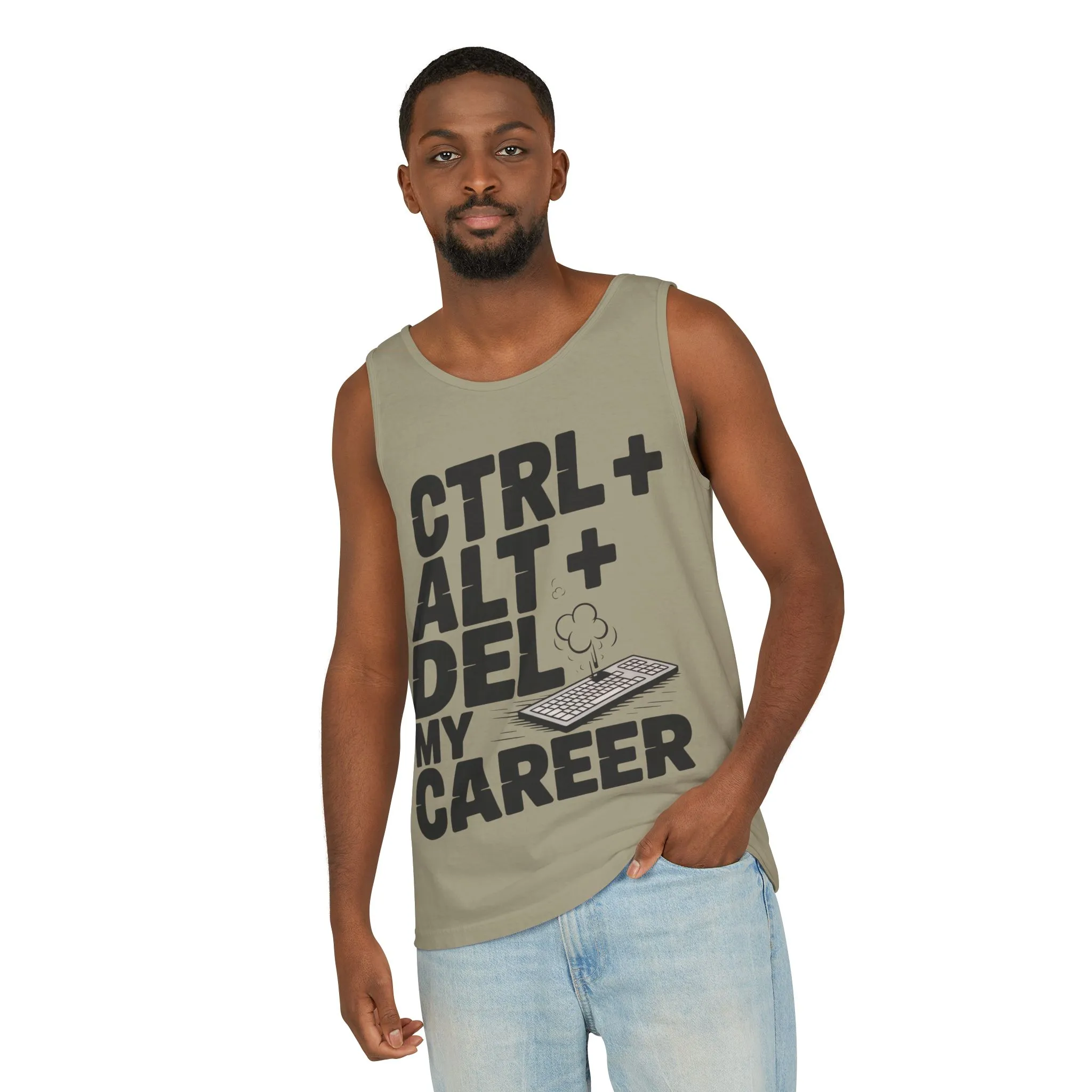 Ctrl Alt Del My Career Men's Tank Top, Funny Geek Sarcastic Office Humor Summer Shirt - Image 4