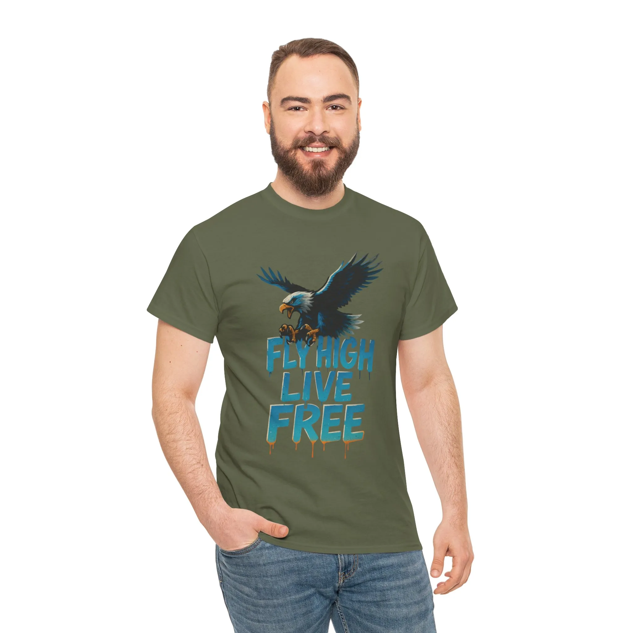 Fly High Live Free Eagle Graphic Mens T-Shirt, Eagle Tee, Fly Free Tee, Wild Flight - Image 11