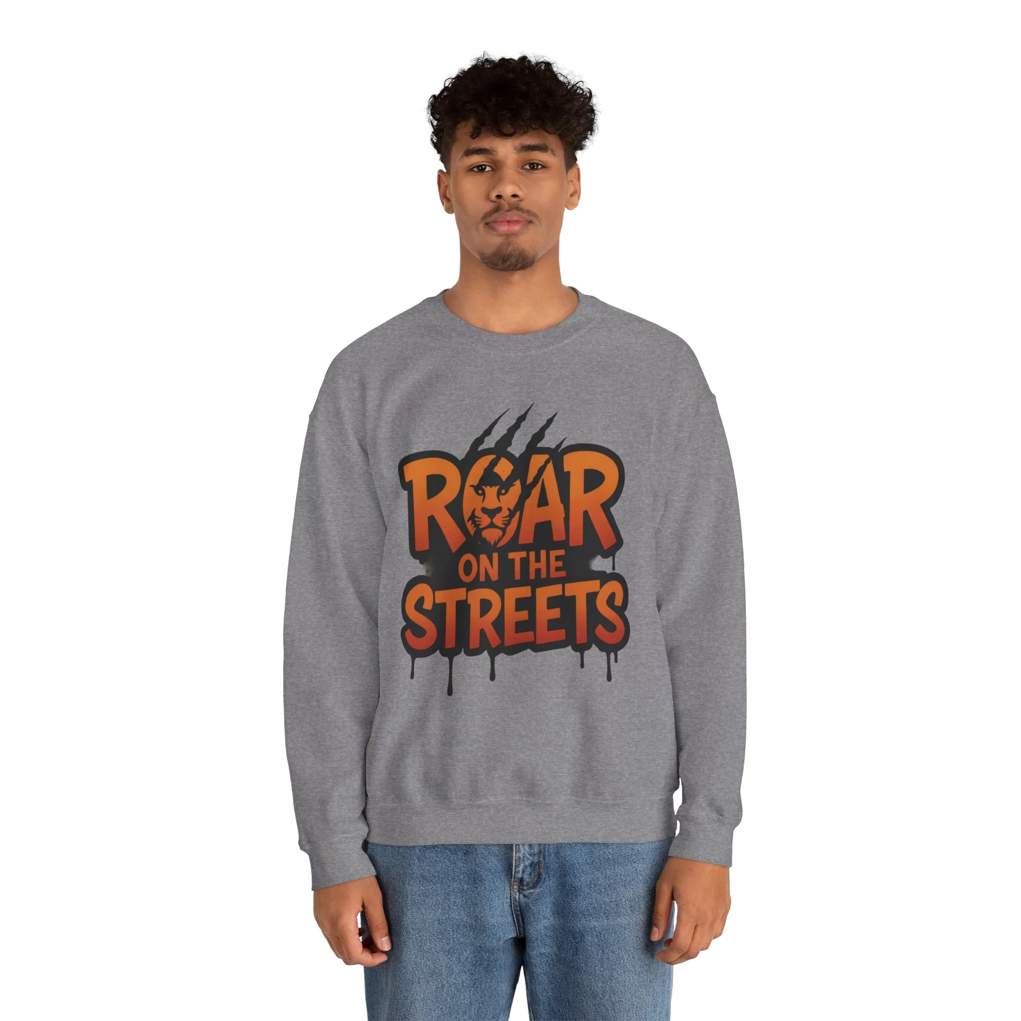 Mens Heavy Blend™ Crewneck Sweatshirt, Roar on the Streets Mens Lion Crewneck Sweatshirt - Image 14