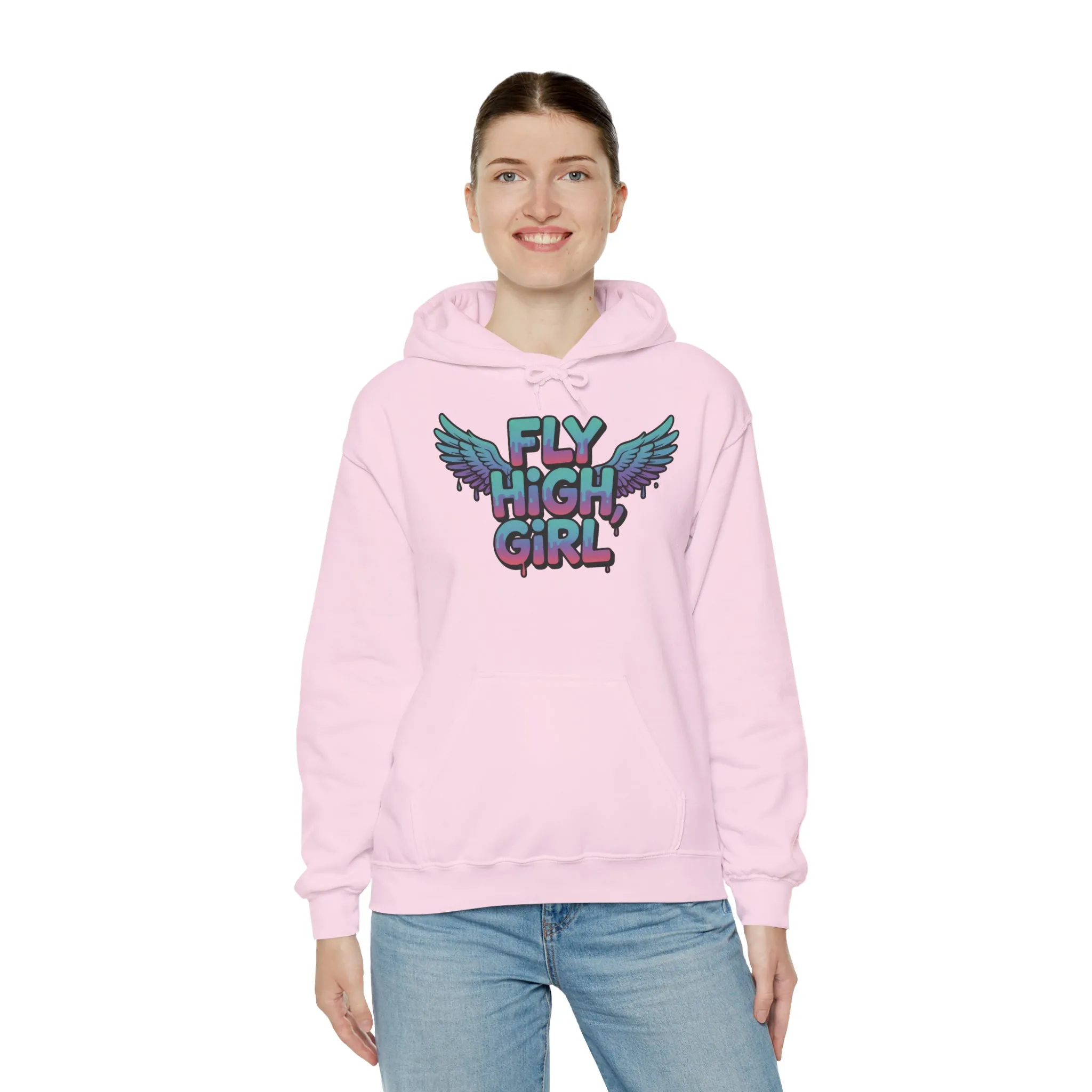 Women's Hoodie Fly High Girl, Angel Wings Graffiti Drip Graphic Pullover, Streetwear Hoodie - Image 32