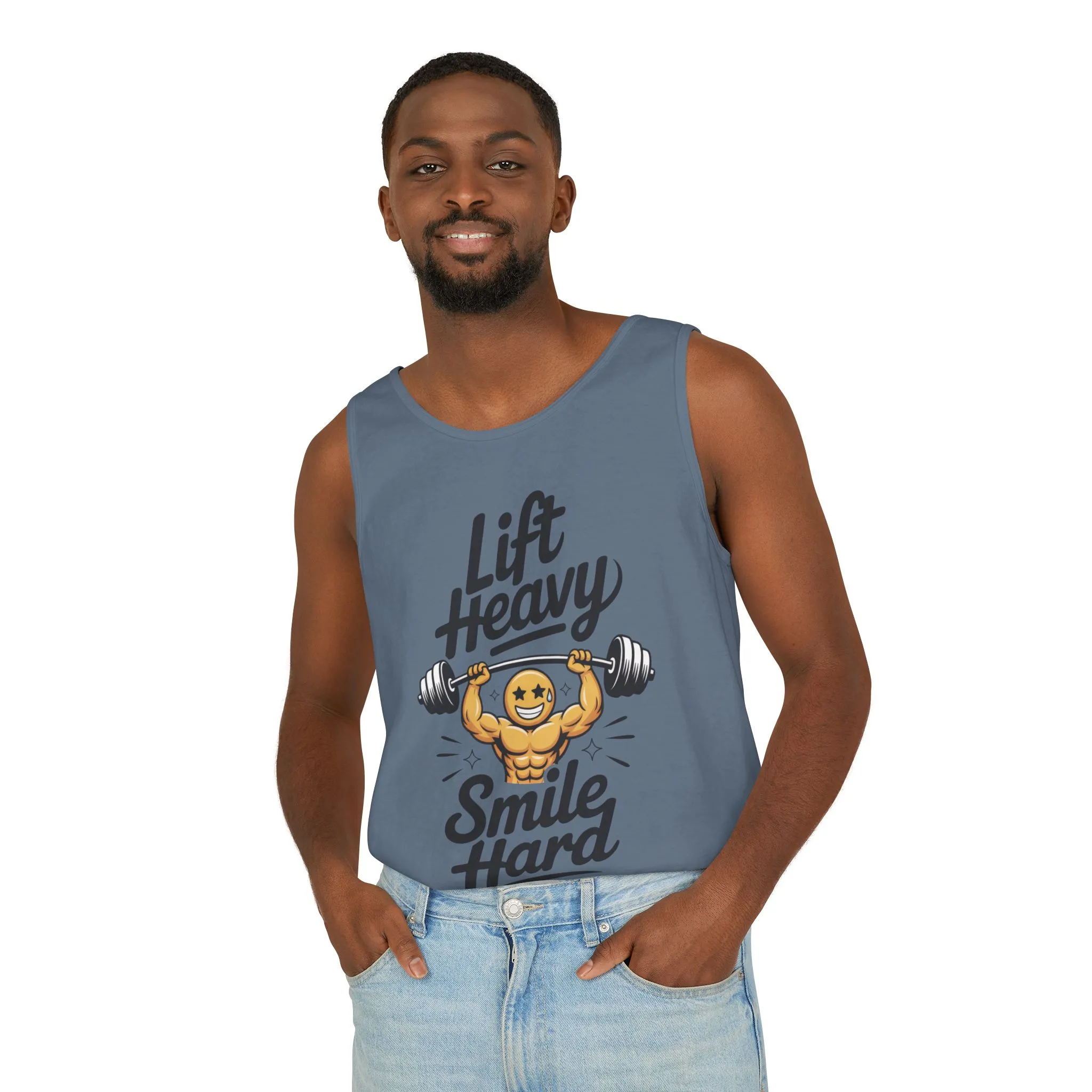 Mens Lift Heavy Smile Hard Tank Top, Funny Gym Workout Fitness Shirt, Mens Funny Gym Tank - Image 24