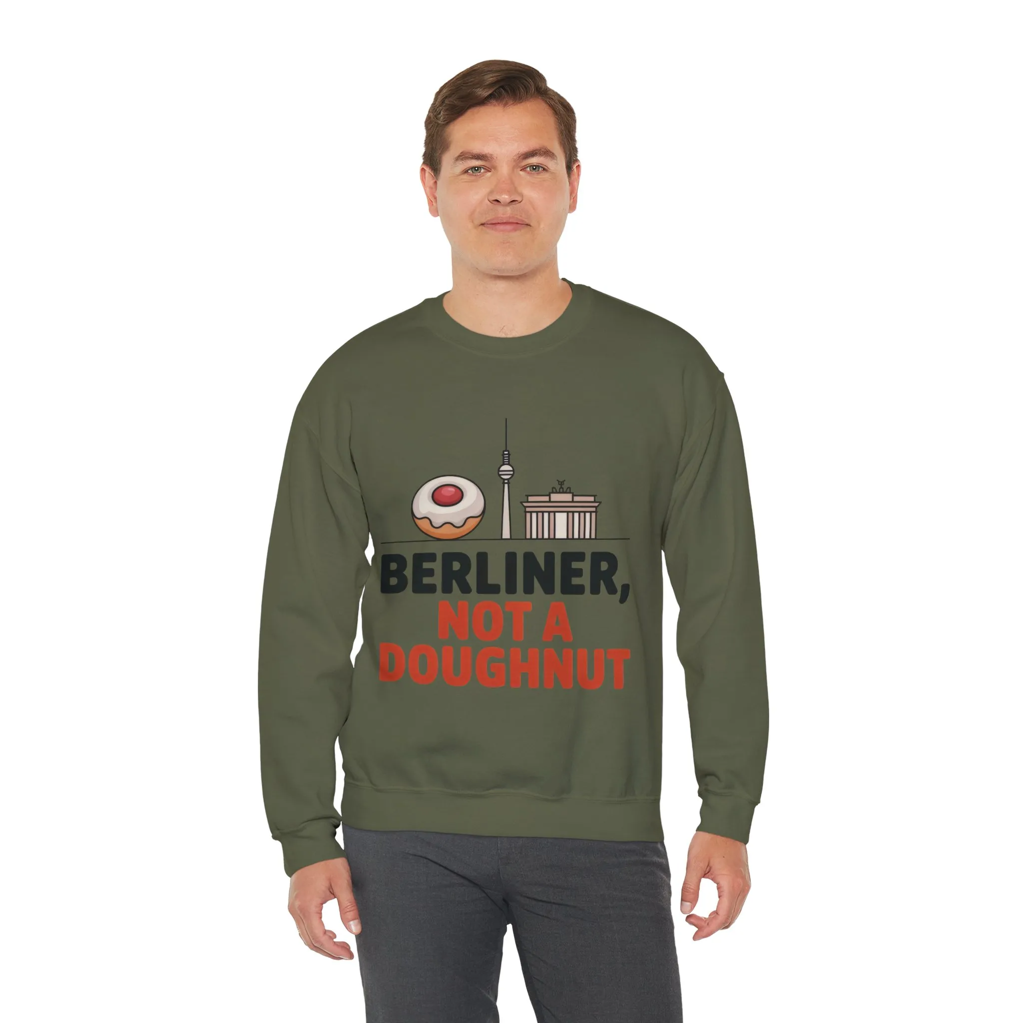 Mens Heavy Blend™ Crewneck Sweatshirt, Berliner Not a Doughnut Funny Berlin Mens Sweatshirt - Image 12