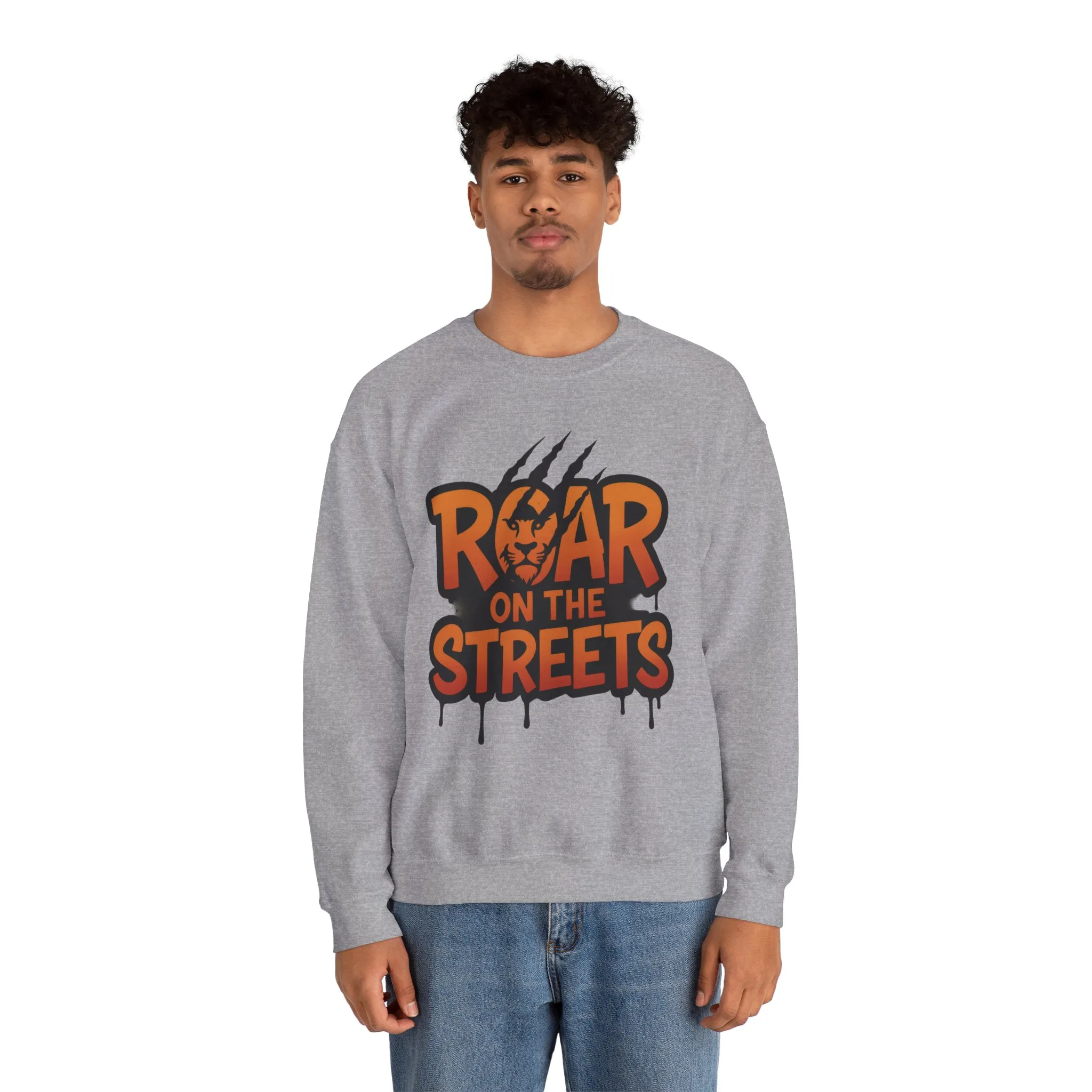Mens Heavy Blend™ Crewneck Sweatshirt, Roar on the Streets Mens Lion Crewneck Sweatshirt - Image 8