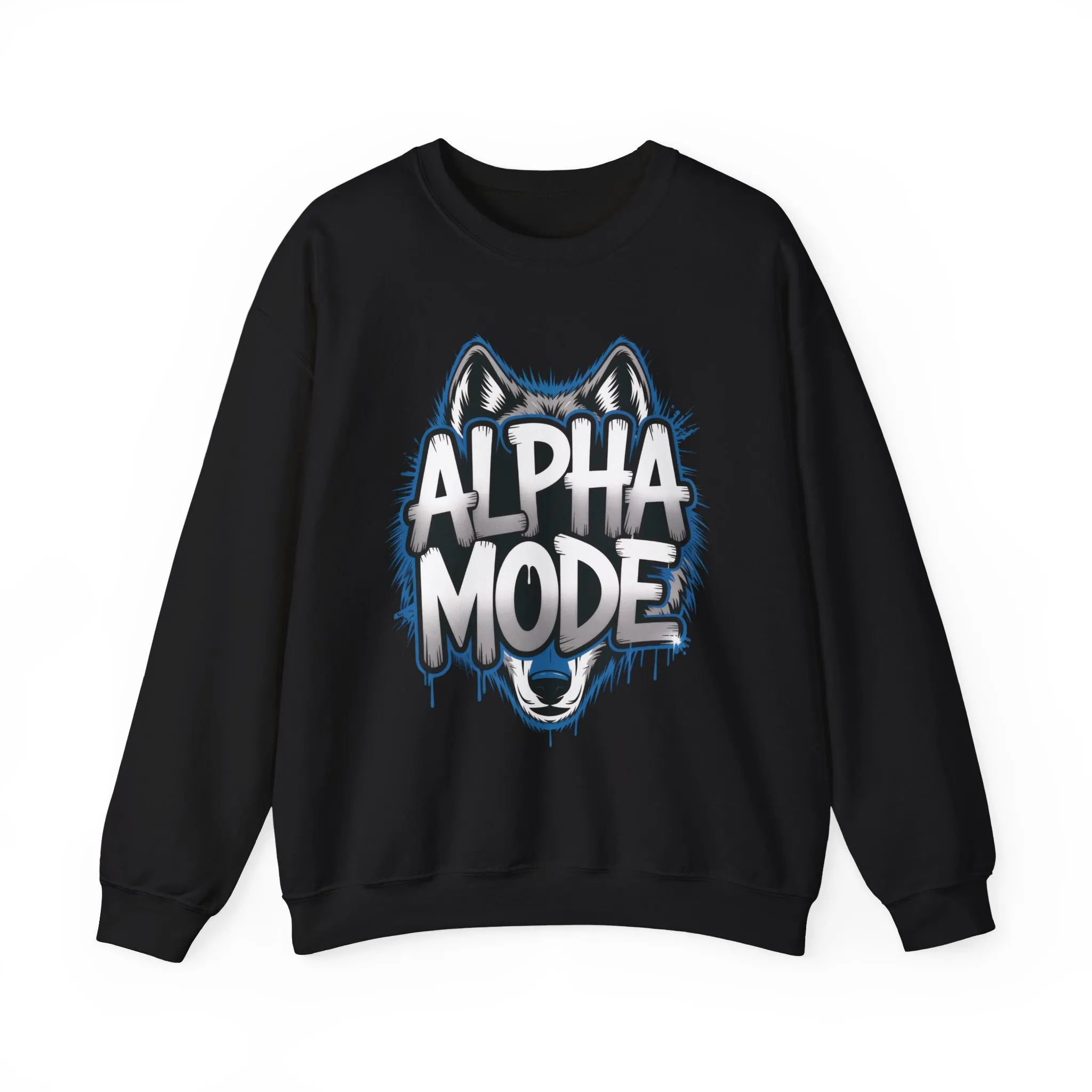 Mens Heavy Blend™ Crewneck Sweatshirt, Alpha Mode Mens Wolf Graphic Crewneck Sweatshirt - Image 4