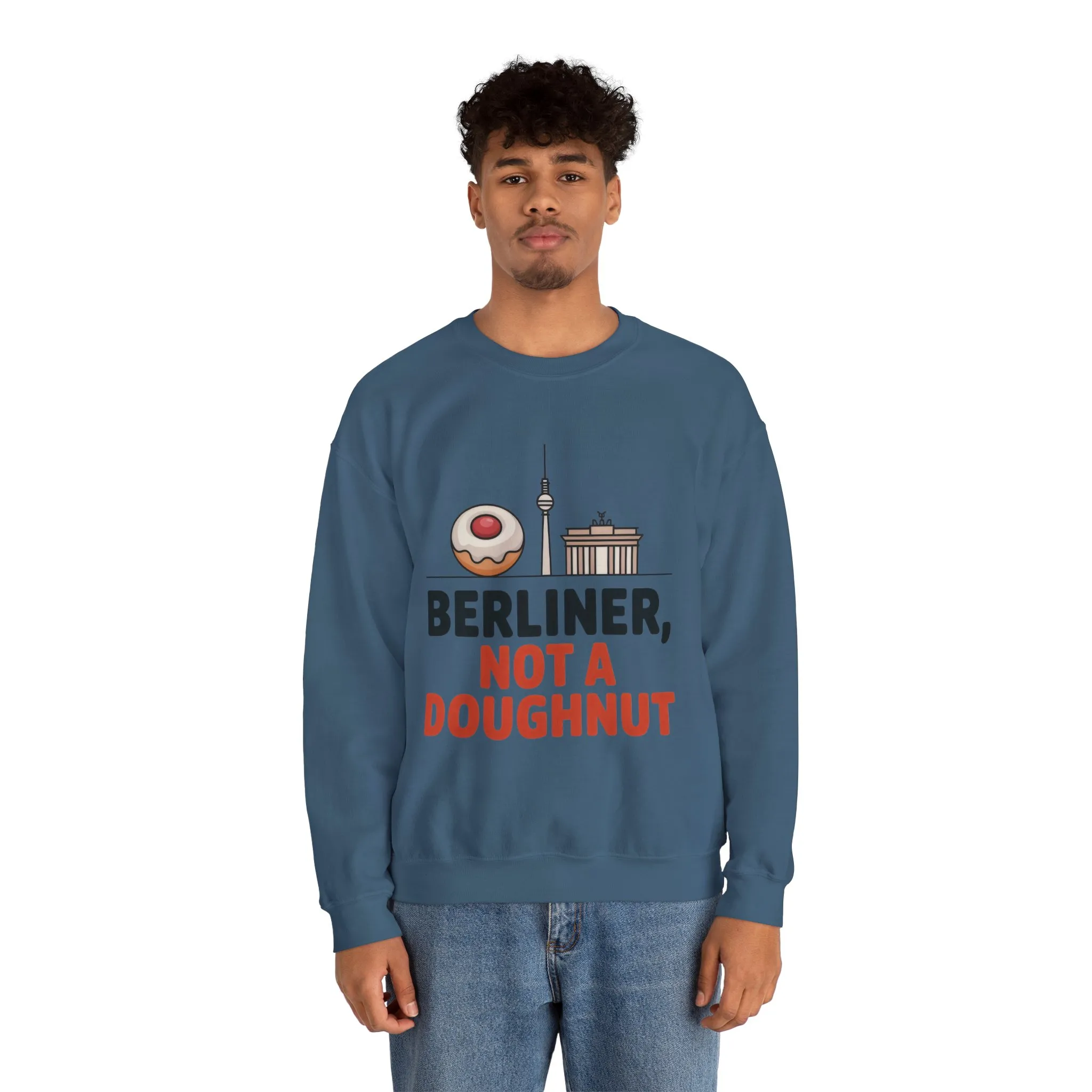 Mens Heavy Blend™ Crewneck Sweatshirt, Berliner Not a Doughnut Funny Berlin Mens Sweatshirt - Image 17