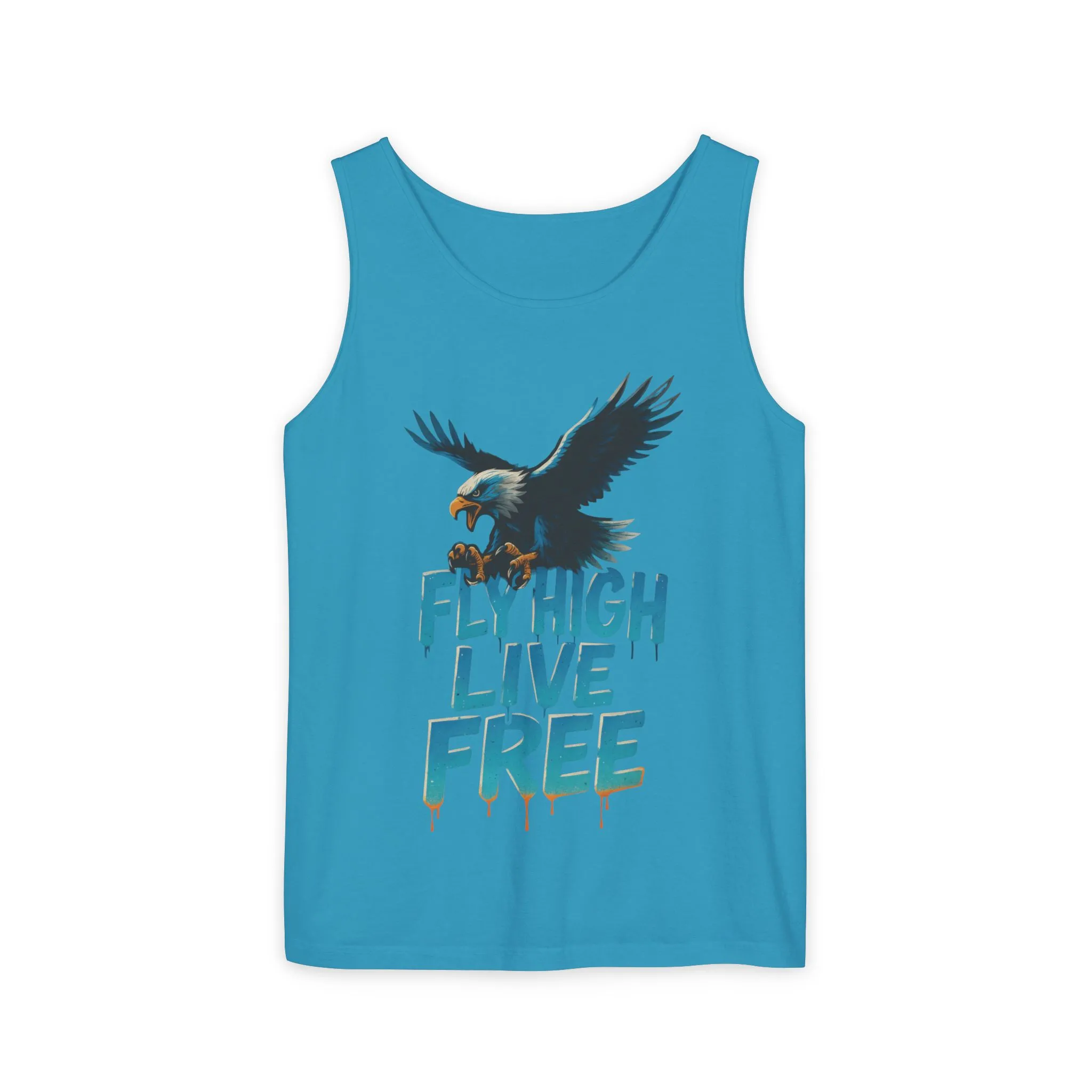 Mens Garment-Dyed Tank Top, Fly High Live Free Eagle Mens Tank Top Gym Wear - Image 11