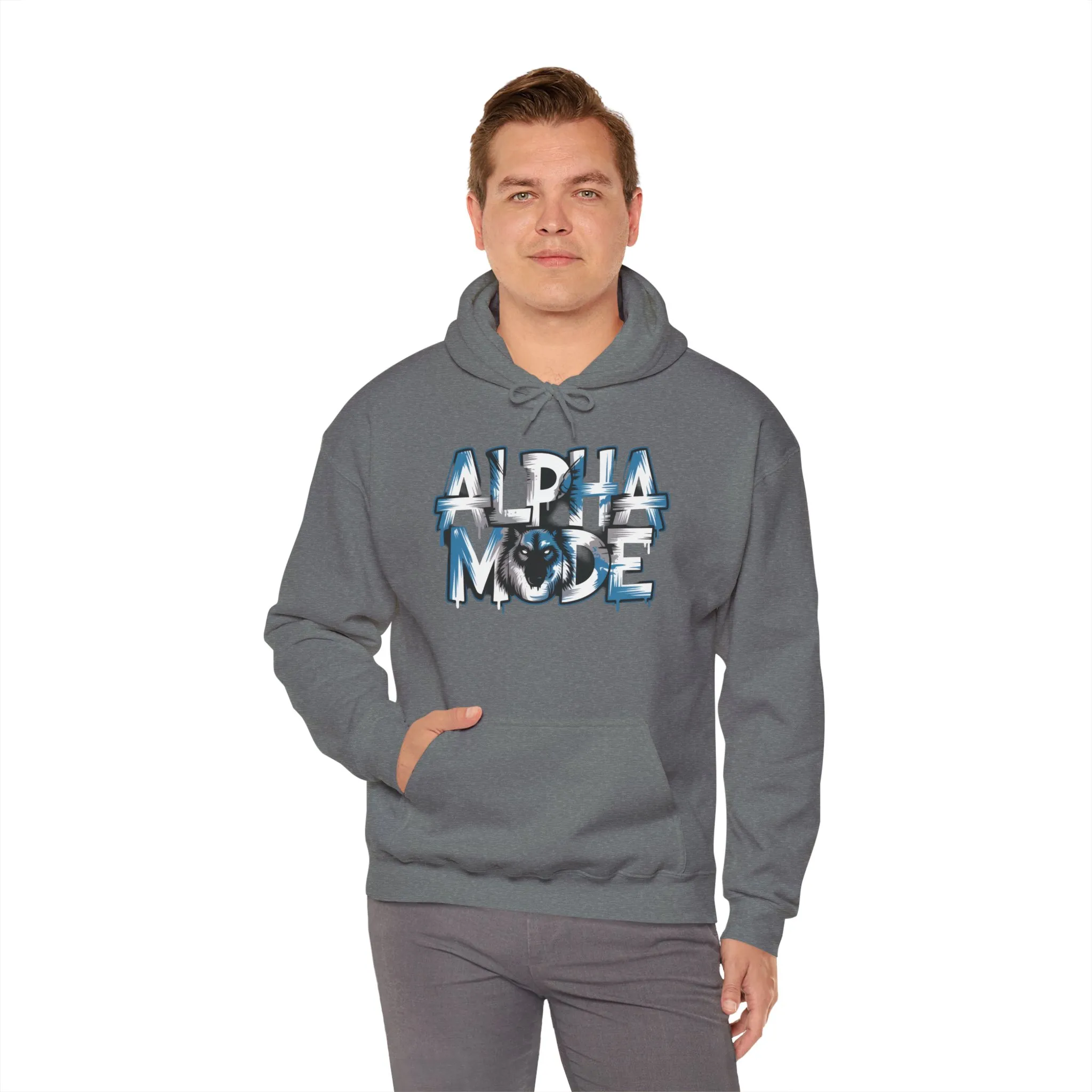 Mens Heavy Blend™ Hooded Sweatshirt, Alpha Mode Wolf Hoodie Mens Bold Streetwear - Image 16