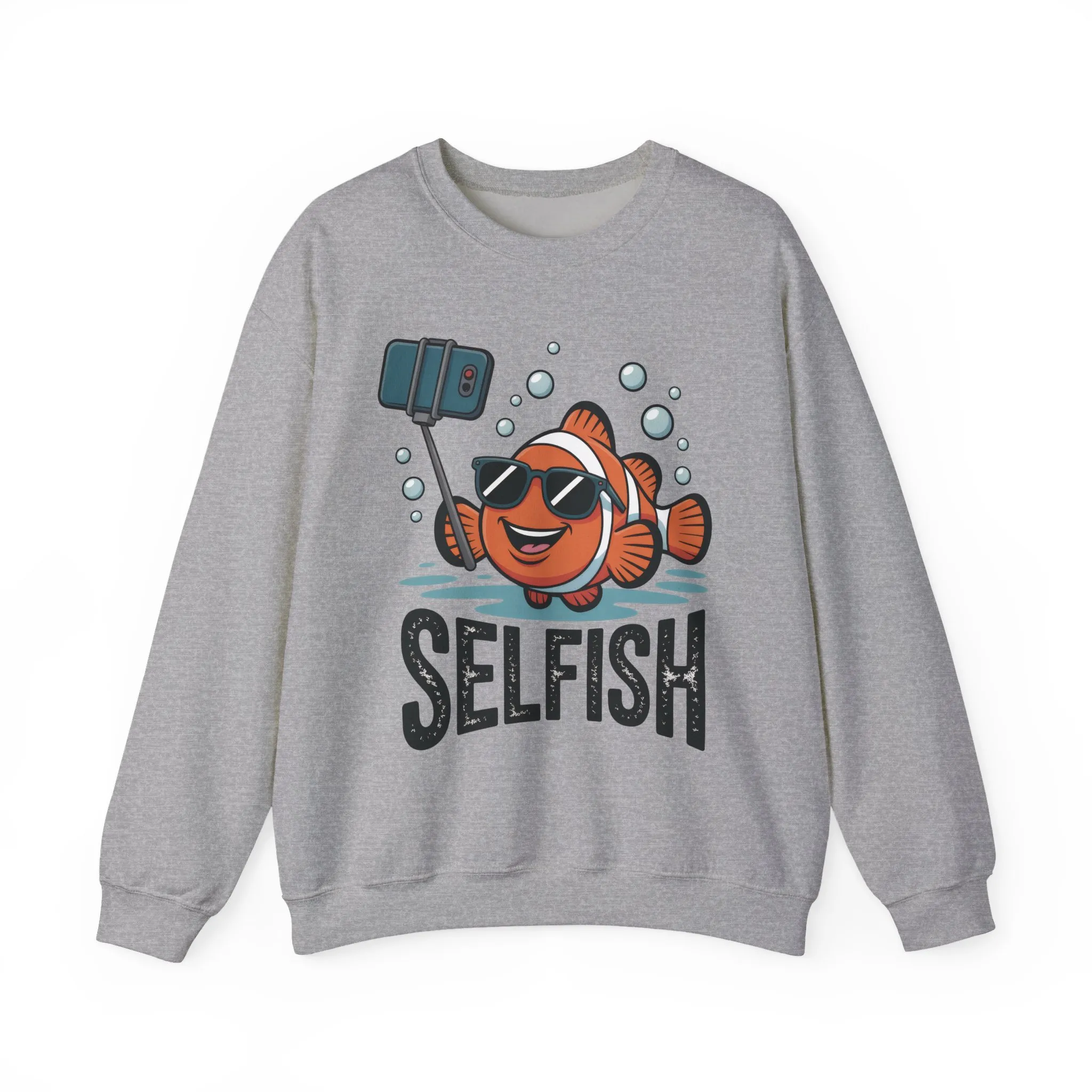 Unisex Heavy Blend™ Crewneck Sweatshirt, Mens Selfish Funny Fish Sweatshirt, Cute Selfie Pullover, Ocean Humor Top - Image 10