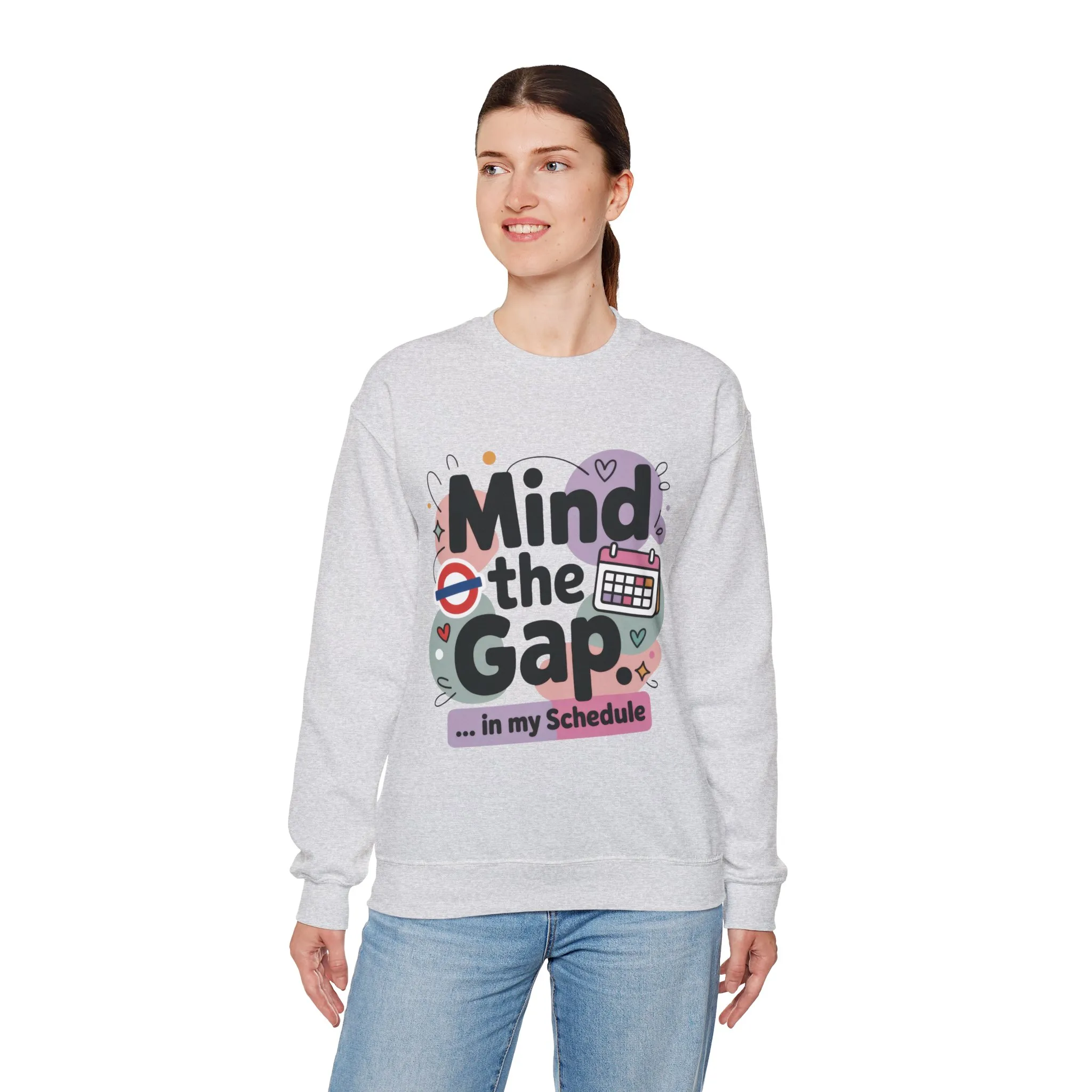 Funny Women's Sweatshirt, Mind The Gap, Office Humor Graphic Pullover - Image 6