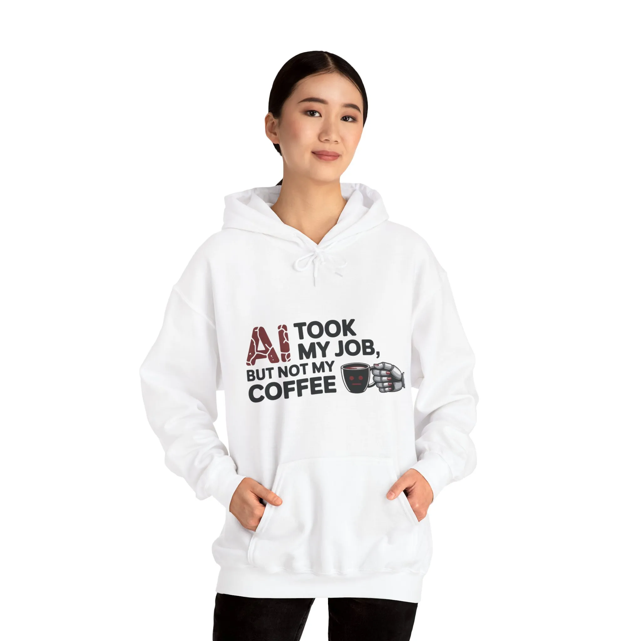 Women's AI Coffee Hoodie, Funny Robot Humor Pullover, Geek Job Joke Sweatshirt Gift, Sarcastic Work Shirt, Office Humor - Image 7