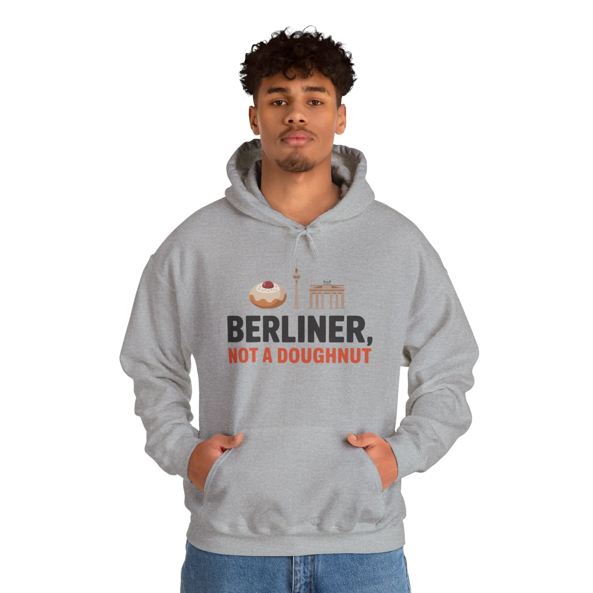 Mens Heavy Blend™ Hooded Sweatshirt, Berliner Not a Doughnut Funny Berlin Hoodie for Men - Image 15