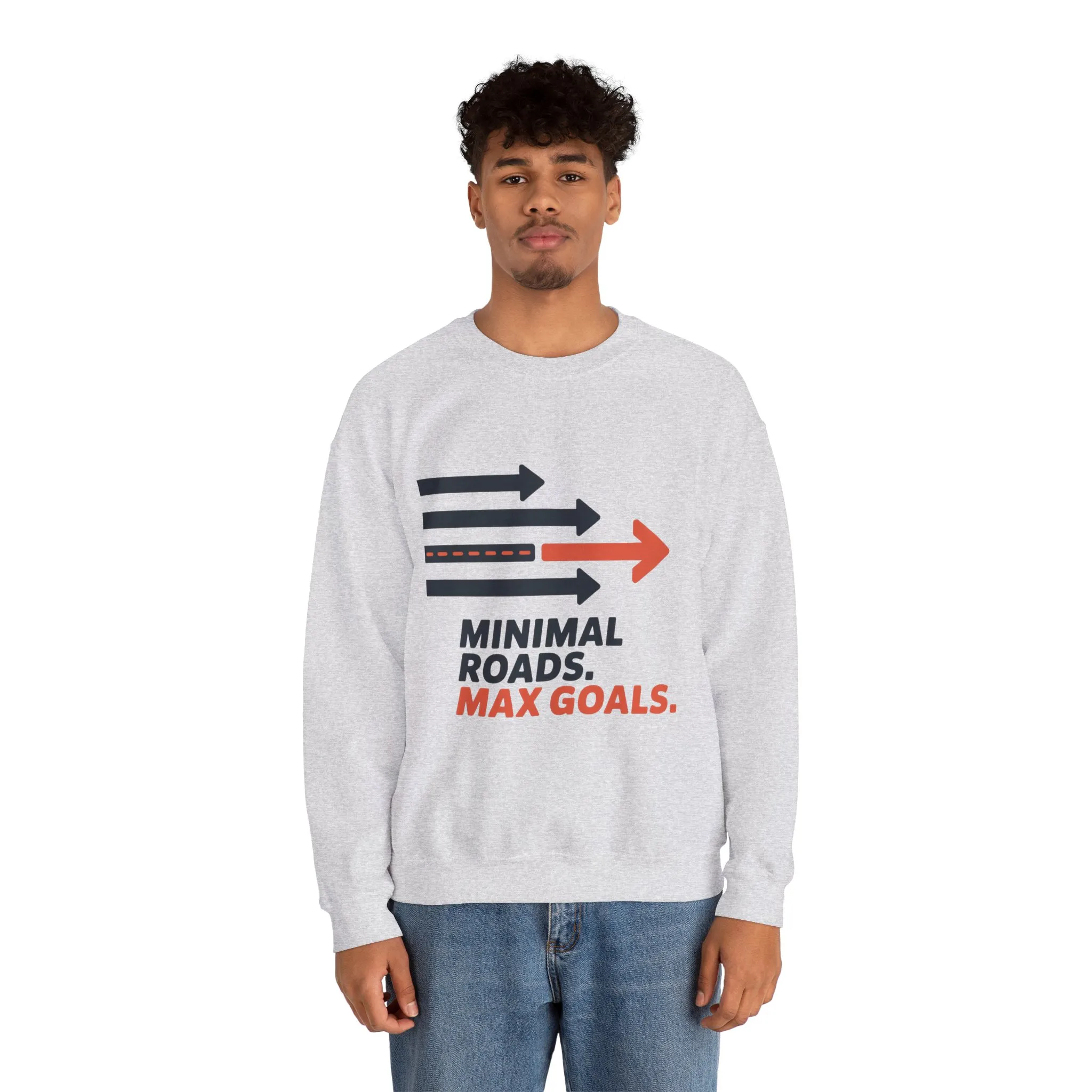 Mens Heavy Blend™ Crewneck Sweatshirt, Minimal Roads Max Goals Motivational Mens Sweatshirt - Image 5