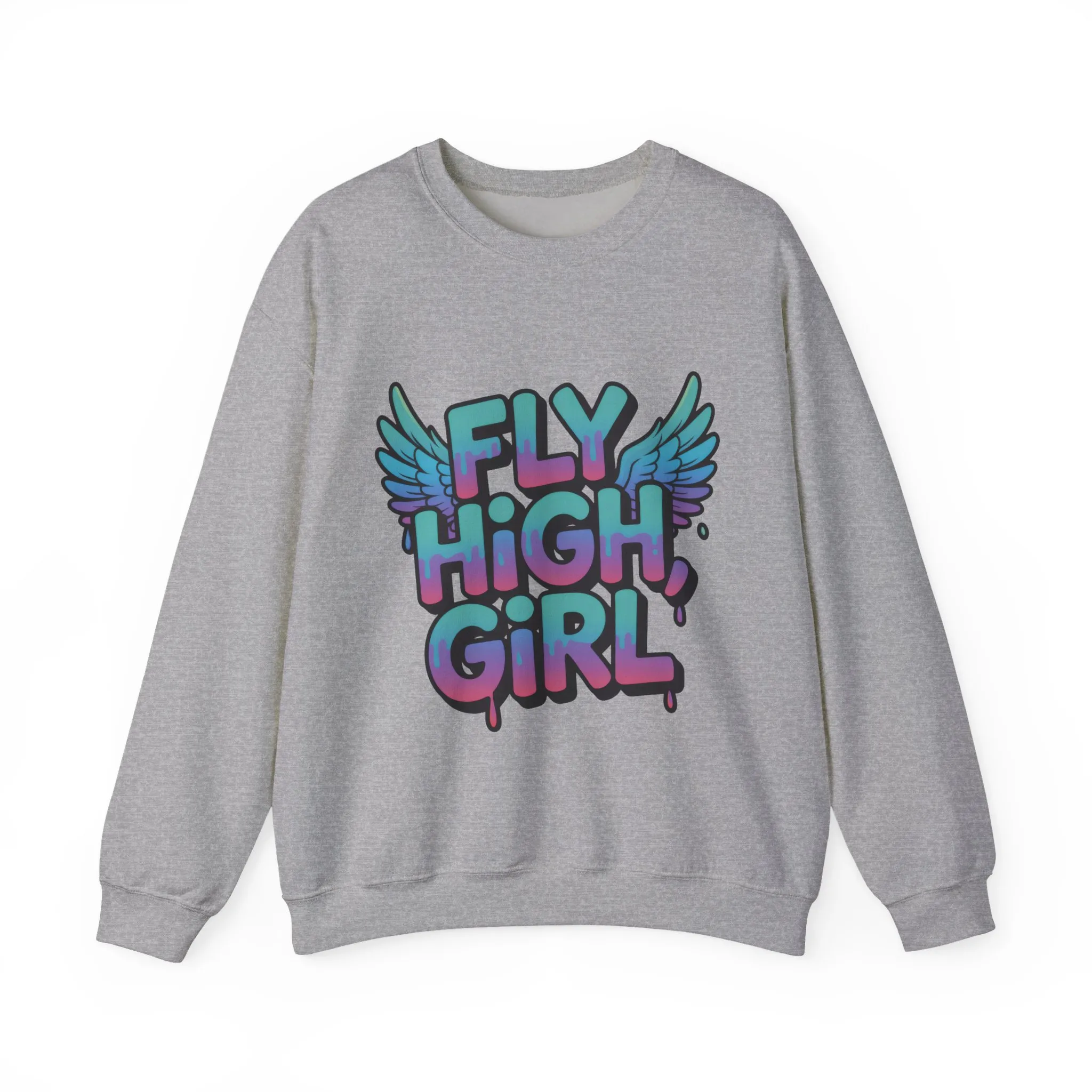 Women's Sweatshirt Fly High Girl, Graffiti Drip Angel Wings Streetwear Pullover Top - Image 7