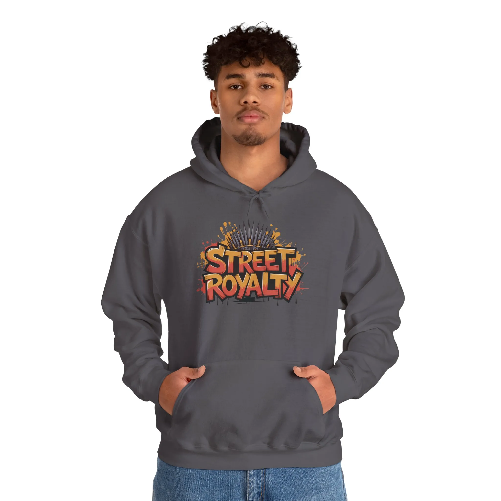 Street Royalty Men's Hoodie, Graffiti Crown Graphic Sweatshirt, Urban Streetwear Pullover with Throne Design - Image 25