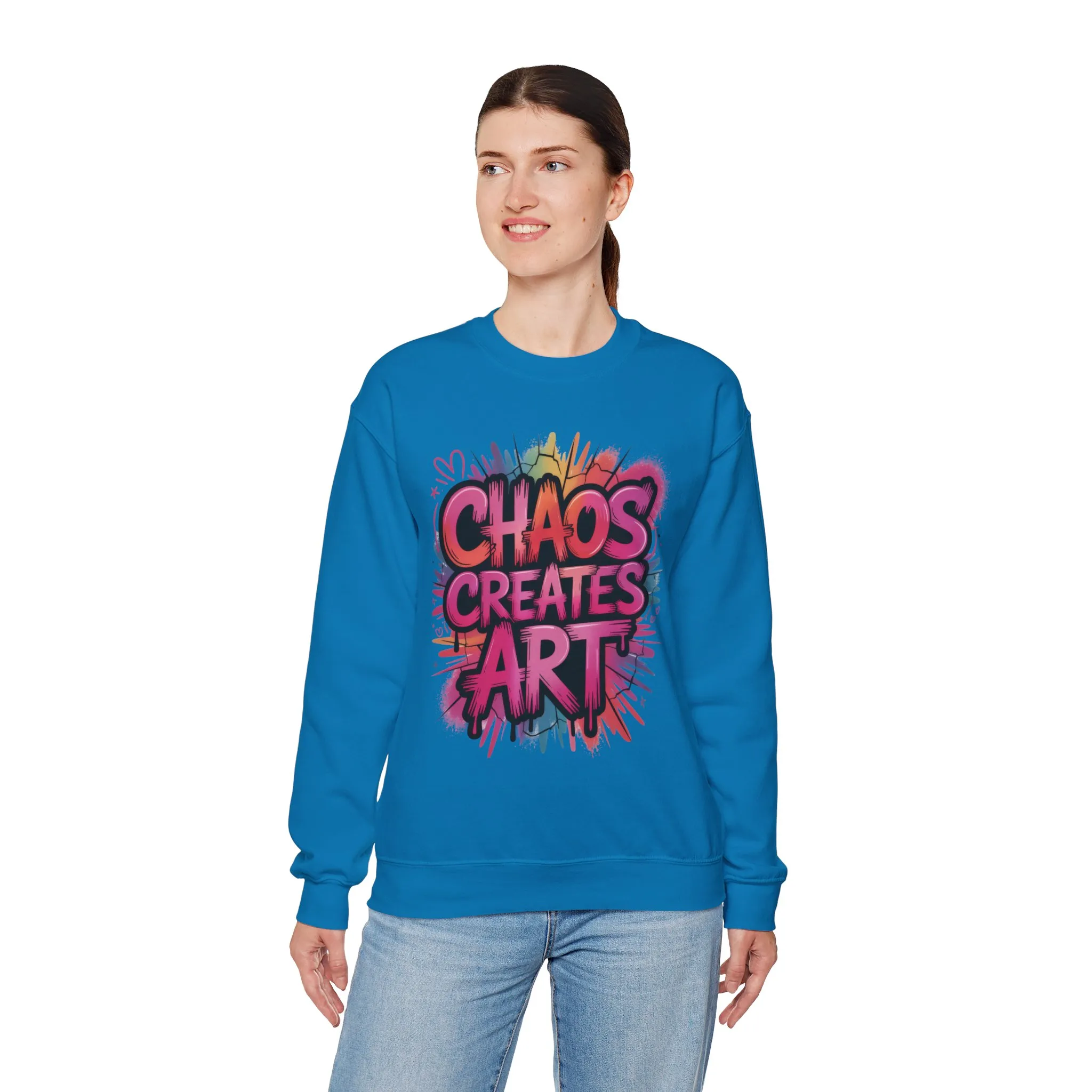 Women's Heavy Blend™ Crewneck Sweatshirt, Chaos Creates Art Graffiti Sweatshirt Women's Oversized - Image 12