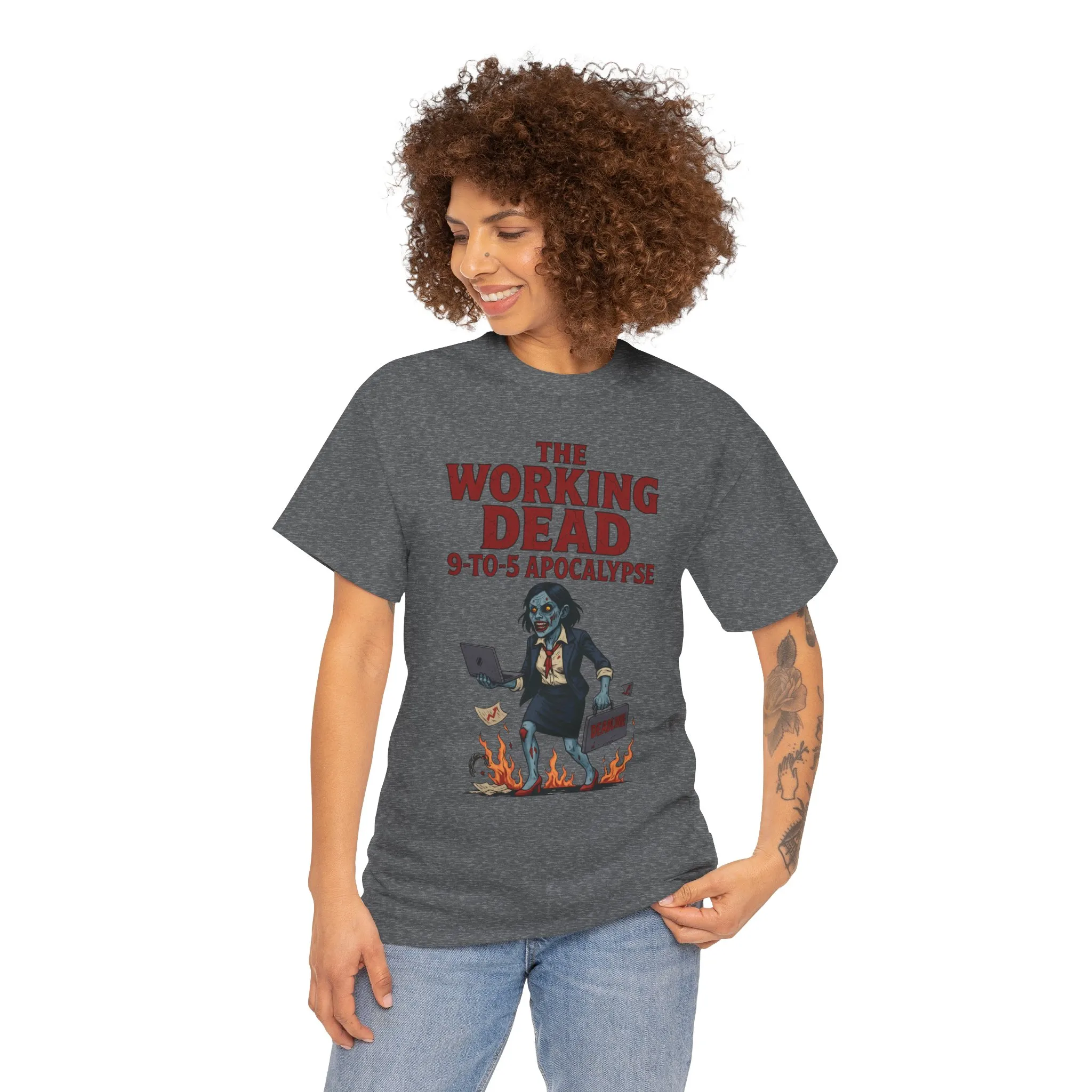 The Working Dead 9-to-5 Apocalypse Women's T-Shirt, Horror Office Zombie Top, Halloween Office Humor - Image 7