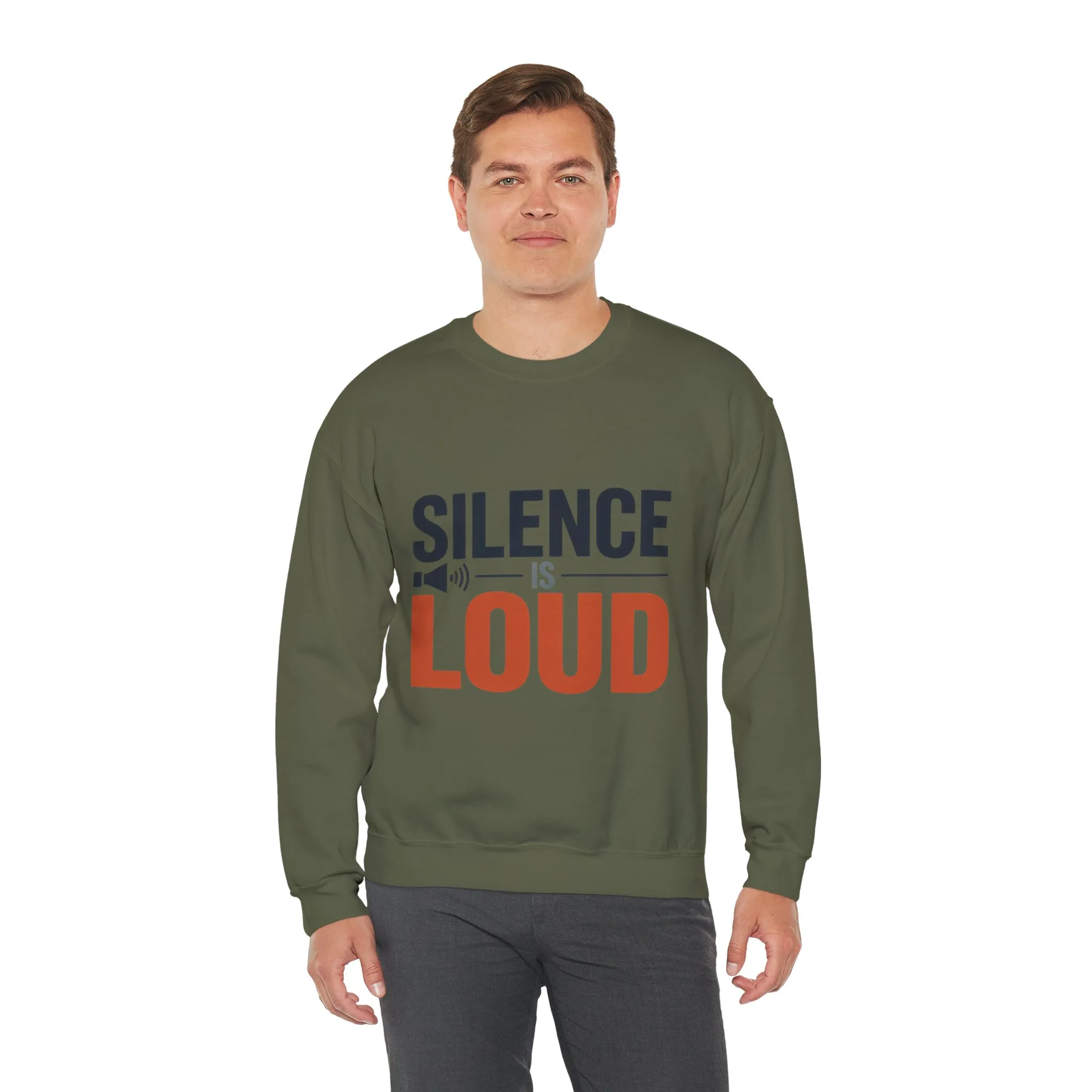 Mens Heavy Blend™ Crewneck Sweatshirt, Silence Is Loud Motivational Mens Sweatshirt - Image 12