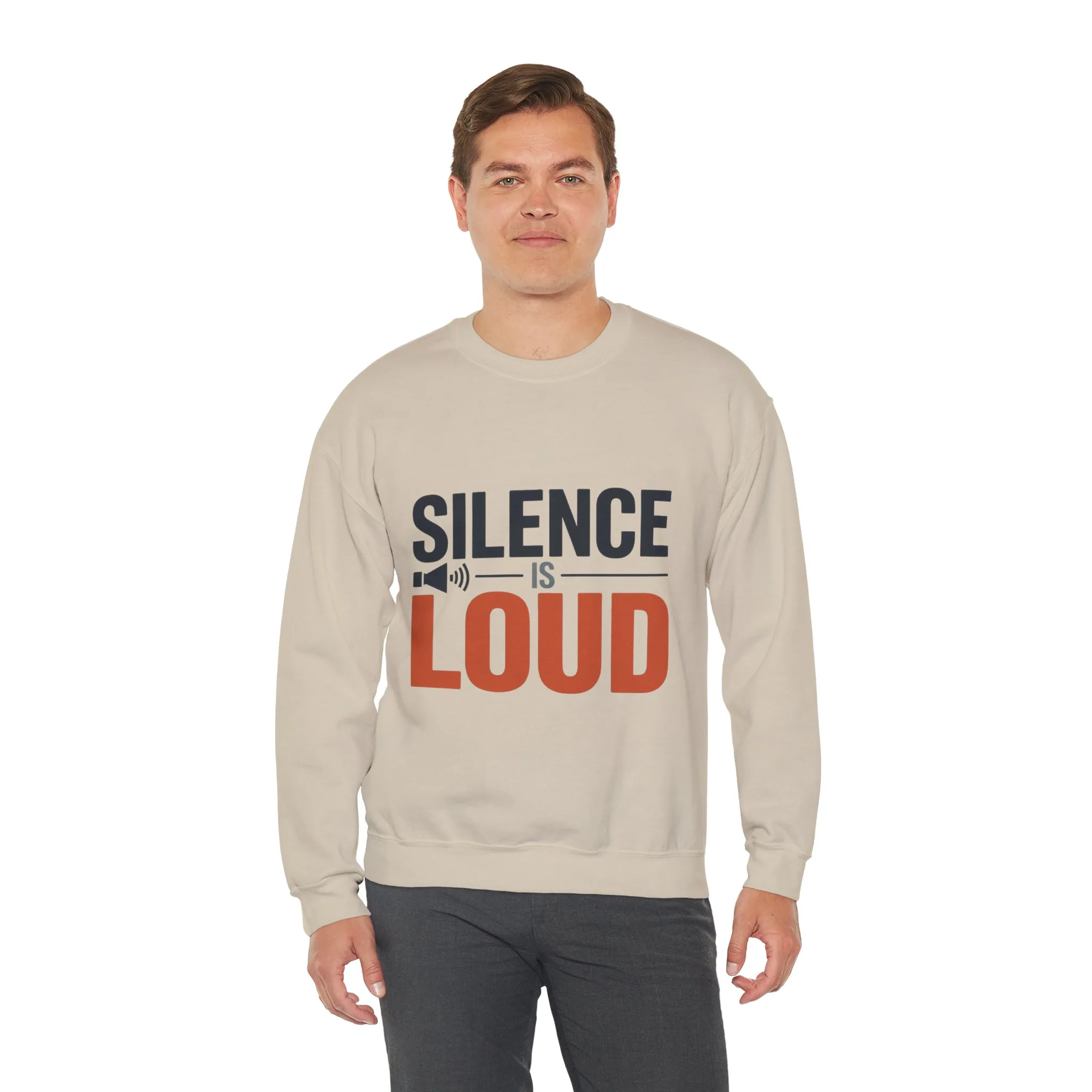 Mens Heavy Blend™ Crewneck Sweatshirt, Silence Is Loud Motivational Mens Sweatshirt - Image 6