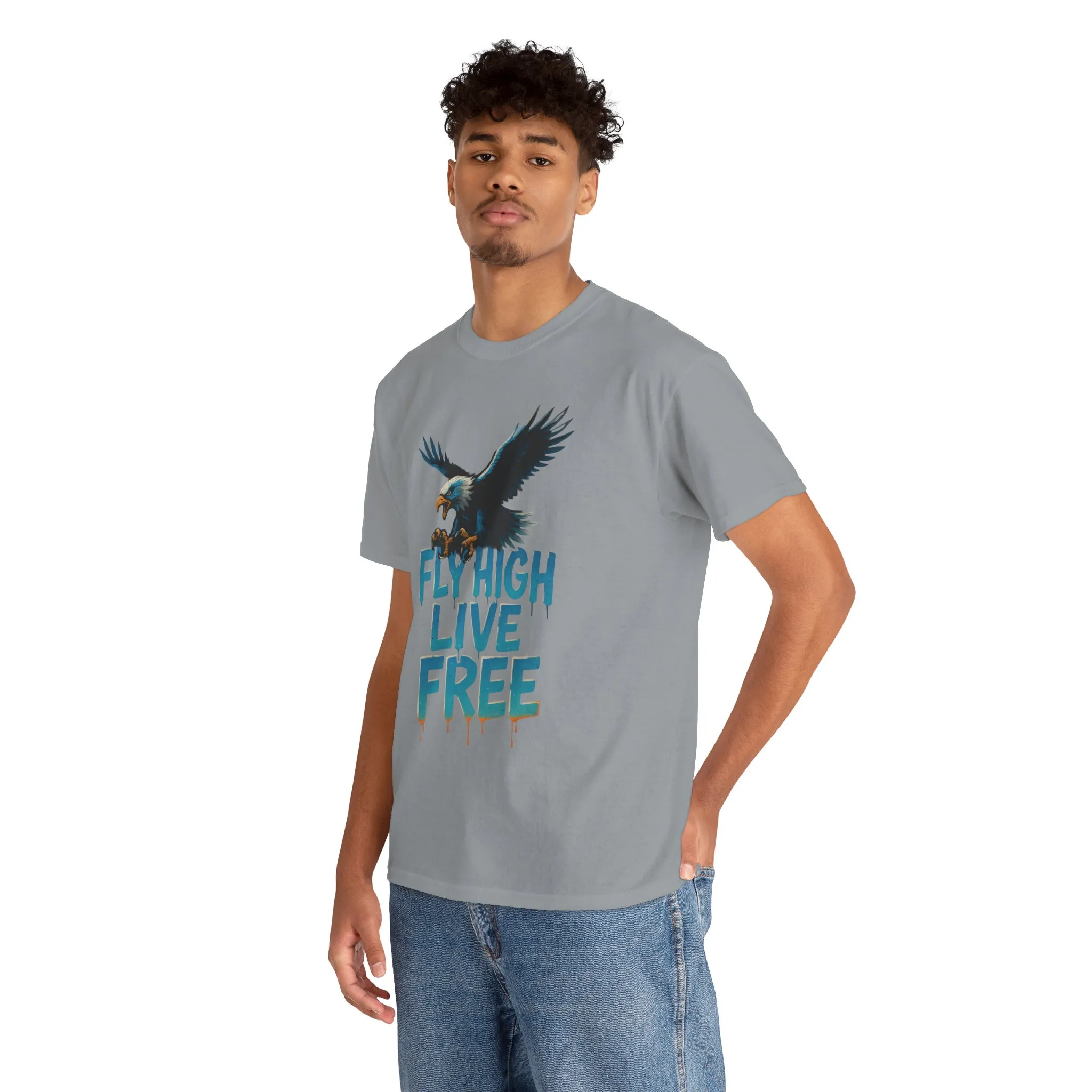 Fly High Live Free Eagle Graphic Mens T-Shirt, Eagle Tee, Fly Free Tee, Wild Flight - Image 3
