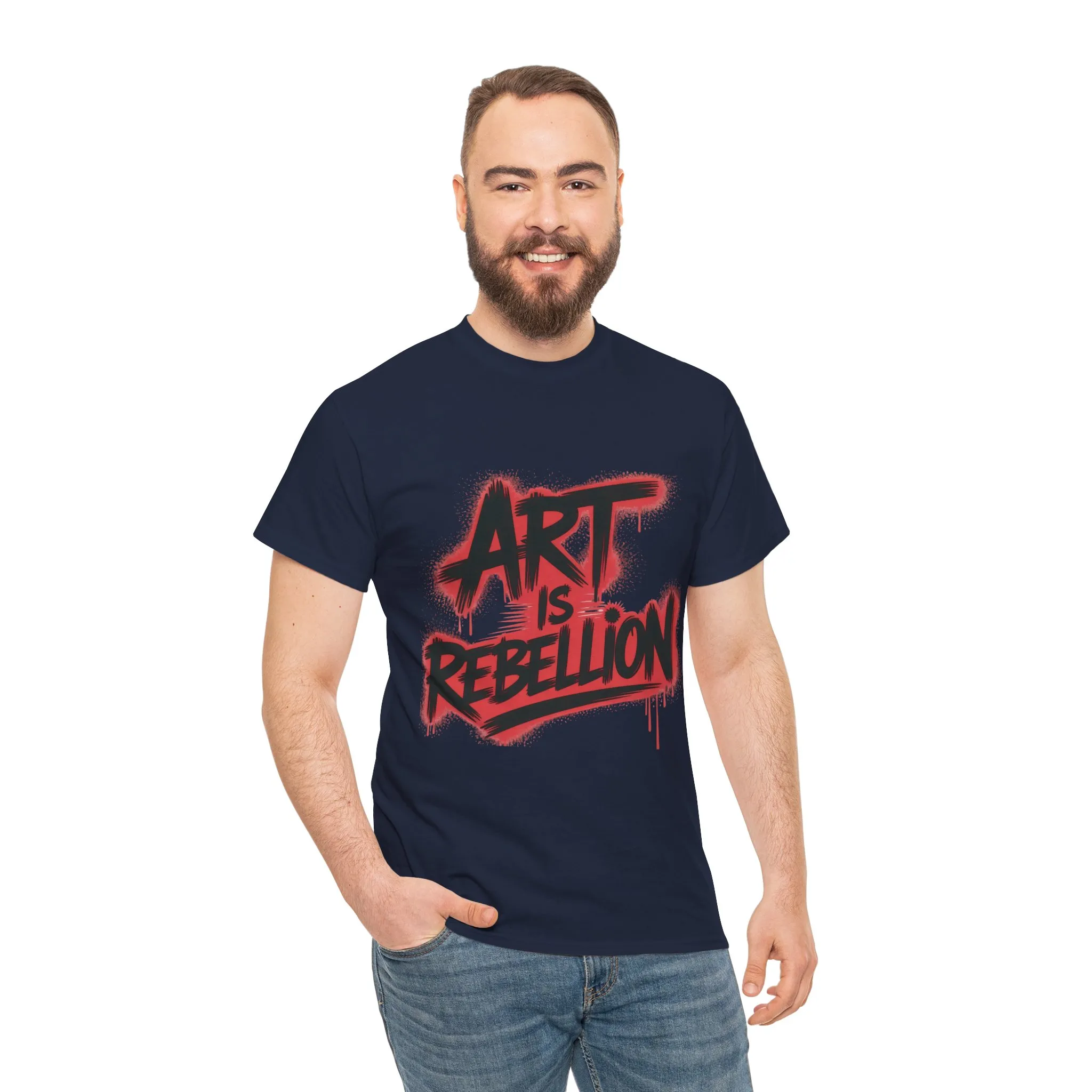 Men's Heavy Cotton Tee, Art Is Rebellion Men's T-Shirt, Graffiti Street Art Graphic Tee, Urban Skate Punk Style Shirt - Image 20