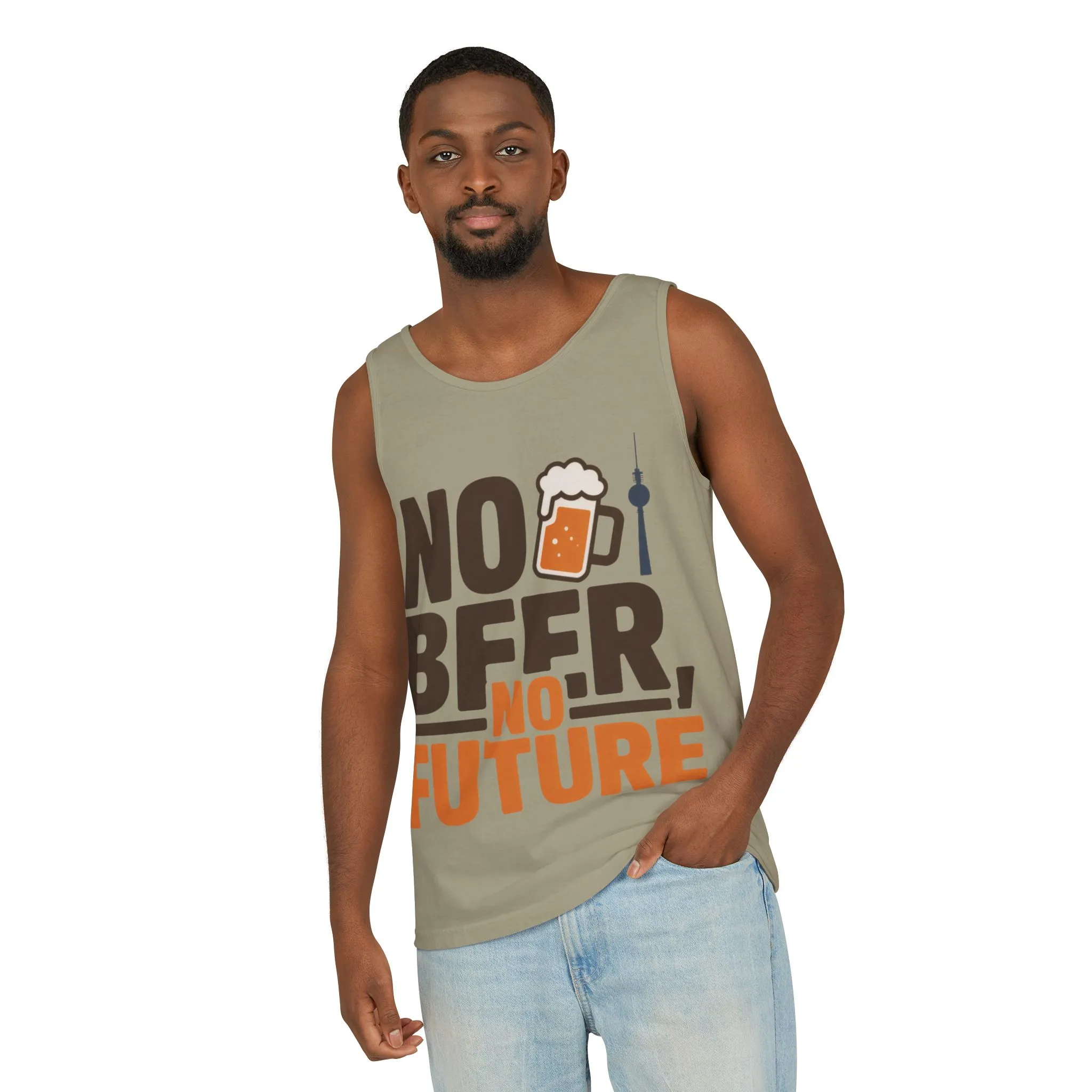 Mens Garment-Dyed Tank Top, No Beer No Future Funny Beer Mens Tank Top - Image 4