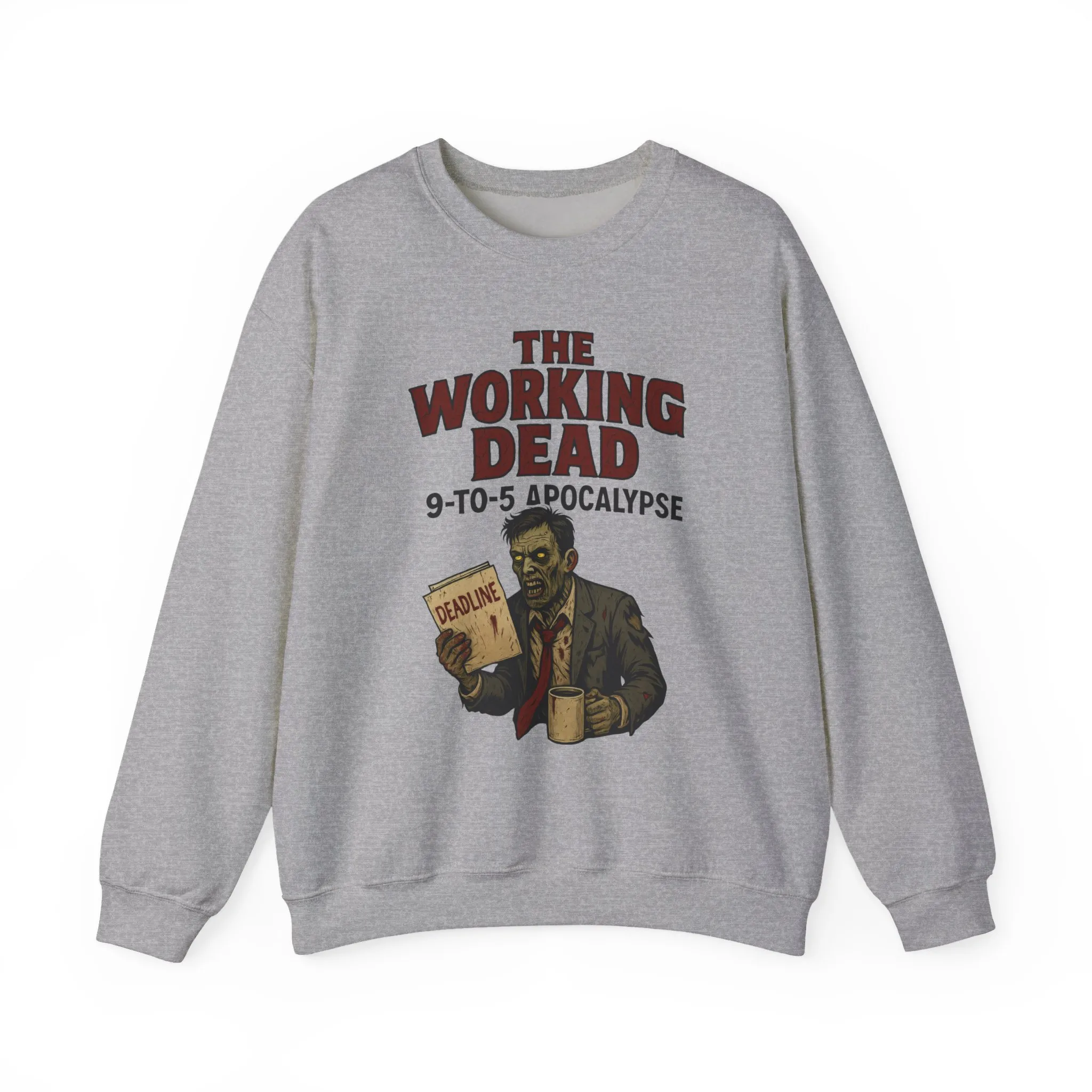 Men's The Working Dead 9-to-5 Apocalypse Sweatshirt, Funny Office Zombie Horror Pullover, Halloween Zombie Work Top - Image 4