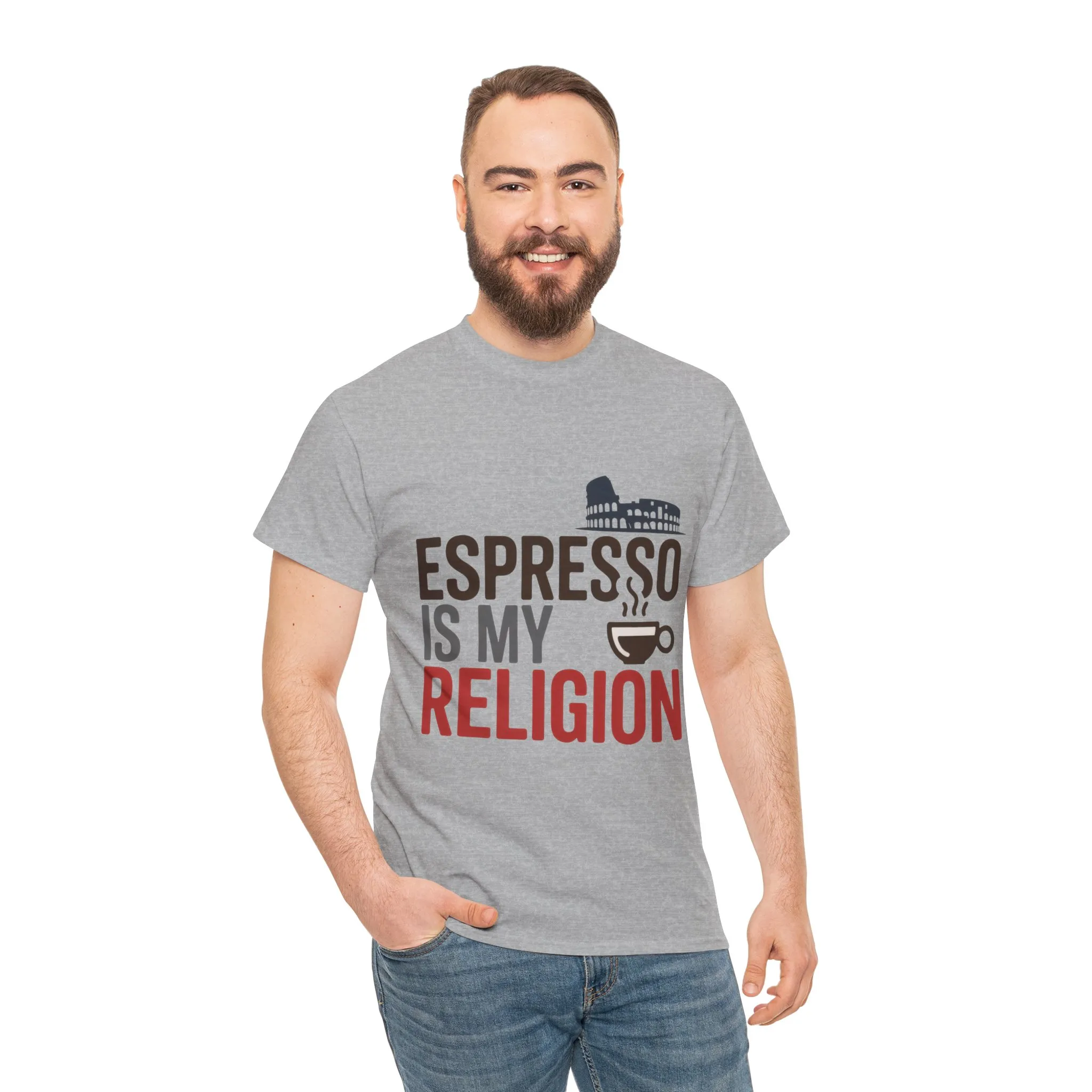 Espresso Is My Religion Coffee Rome Graphic Mens T-Shirt, Coffee Lover Gift - Image 11