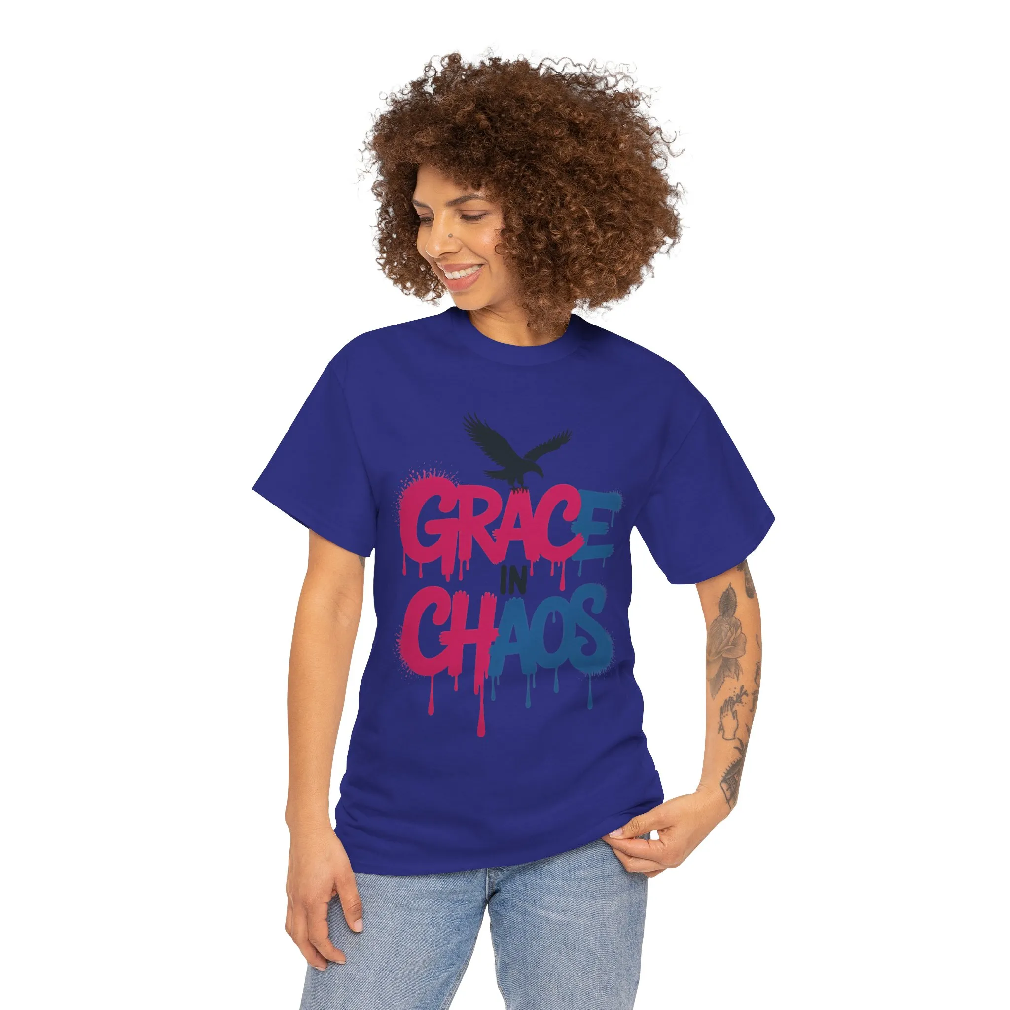 Women's Graffiti T-Shirt, Grace in Chaos Dripping Street Art Tee, Bold Urban Graphic Shirt - Image 20