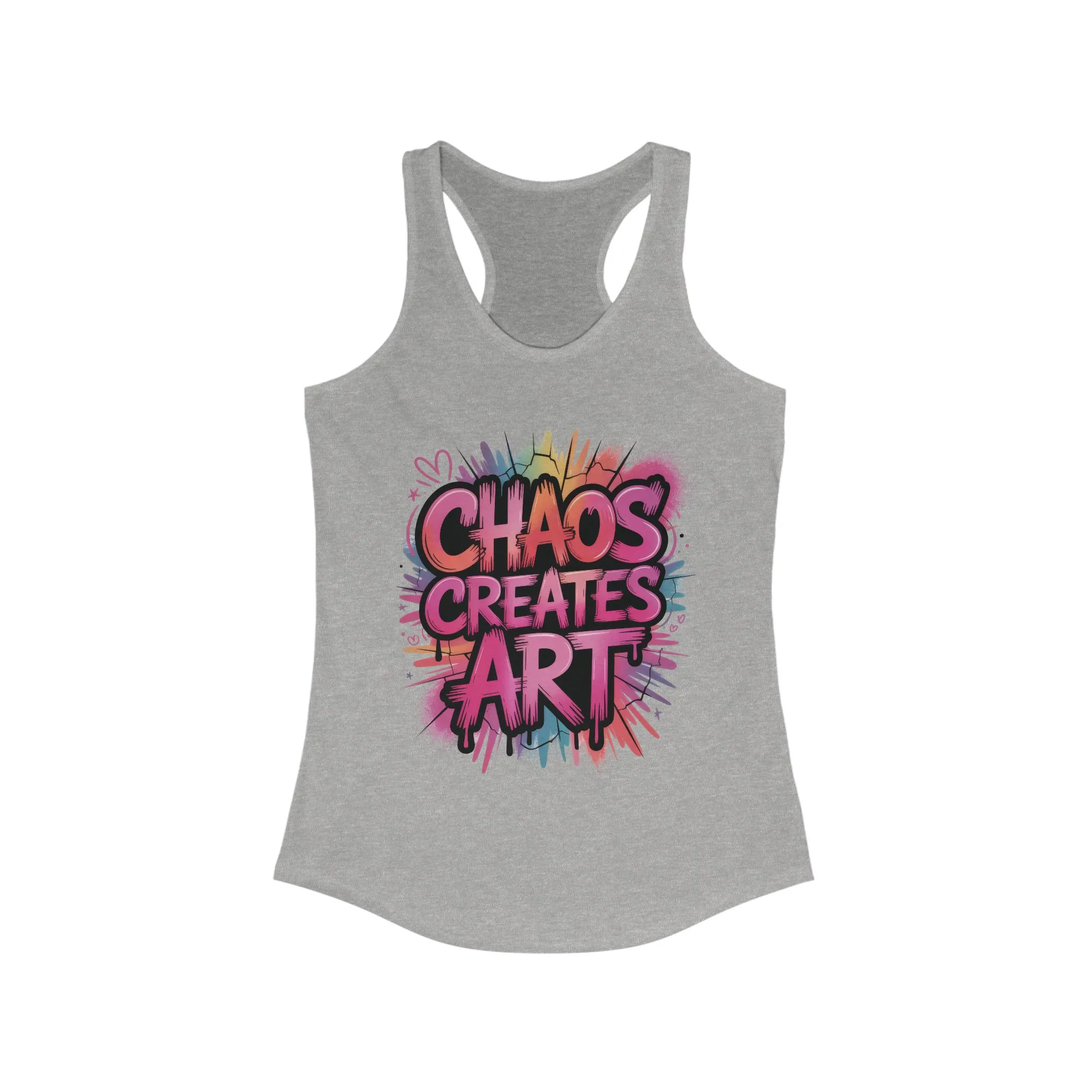 Women's Ideal Racerback Tank, Chaos Creates Art Colorful Graffiti Women's Tank Top - Image 5
