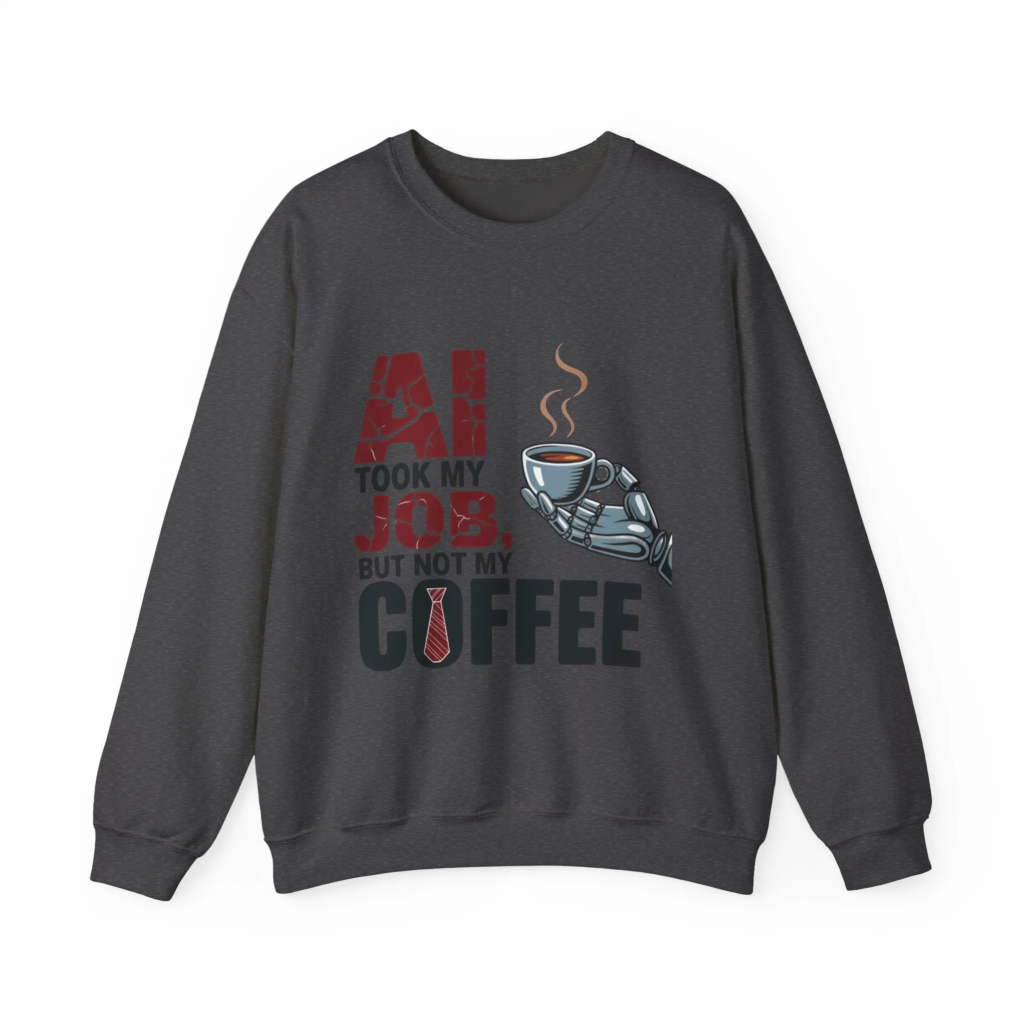 Men's AI Coffee Sweatshirt, Funny Robot Humor Pullover, Geek Sarcastic Job Joke Top, Men's Heavy Blend™ Crewneck Sweatshirt, Office Humor - Image 13