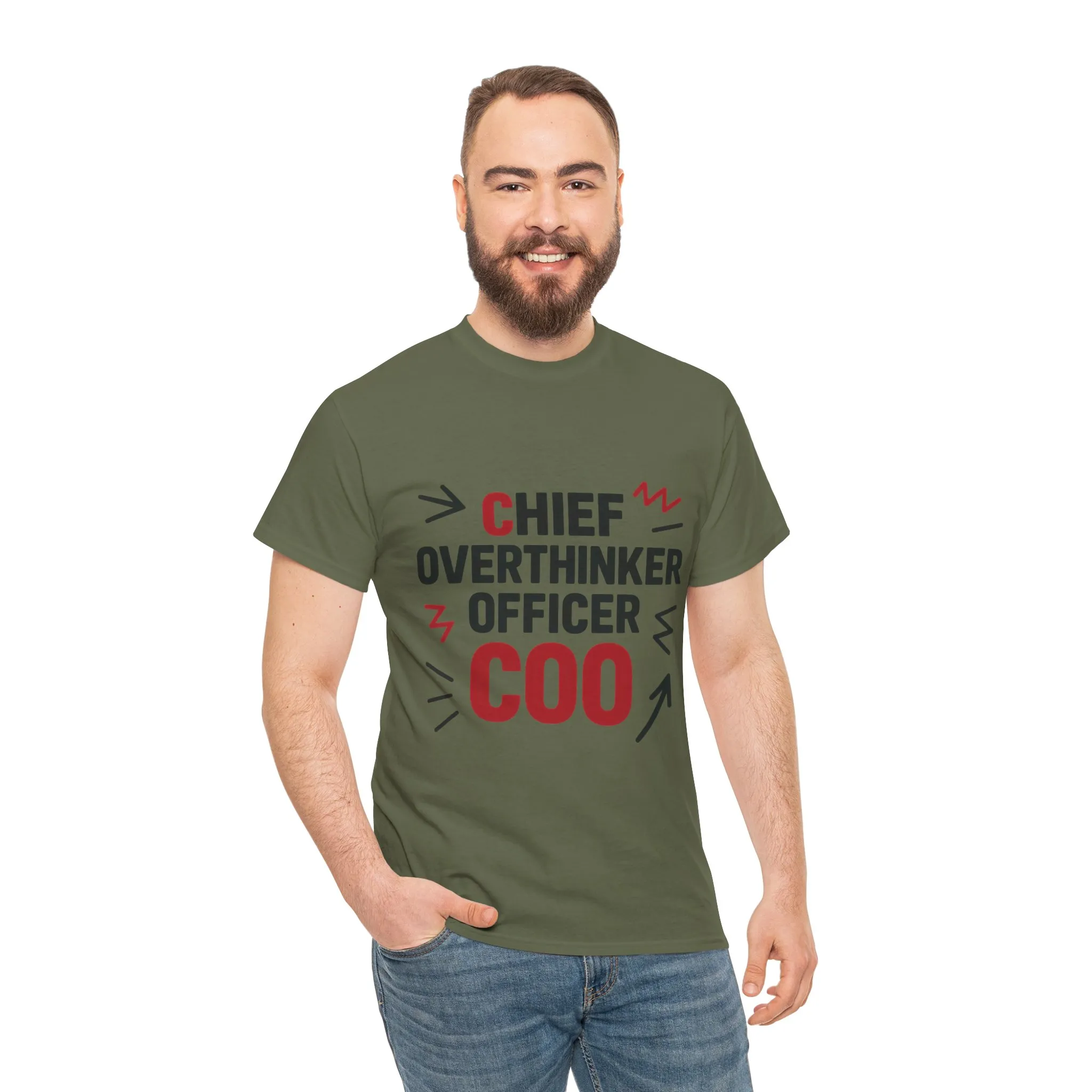 Men's COO T-Shirt, Chief Overthinker Officer Funny Graphic Tee, Office Humor Shirt for Him - Image 7