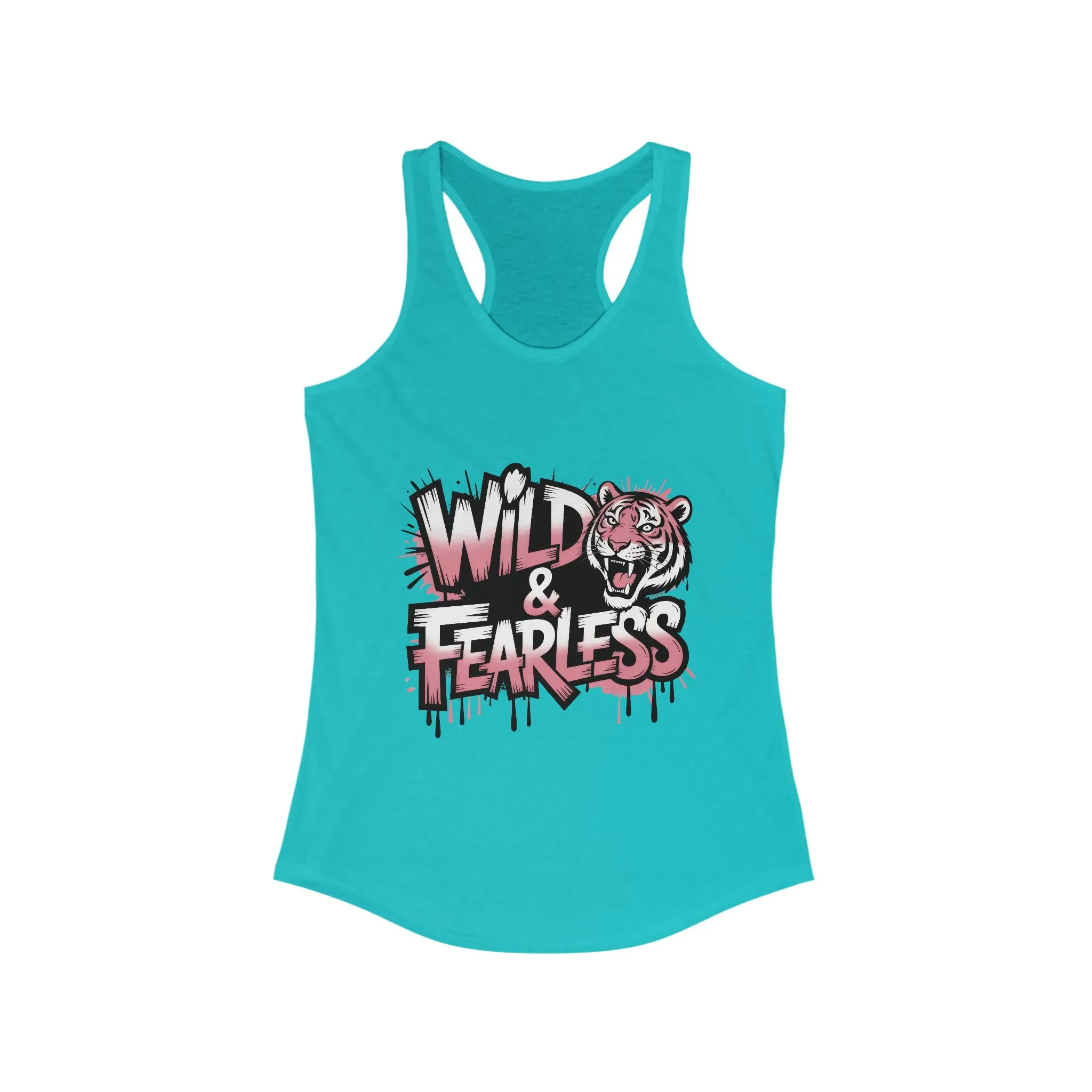 Women's Ideal Racerback Tank, Women's Tank Top Wild & Fearless, Tiger Graffiti Graphic Bold Urban Streetwear Shirt - Image 9