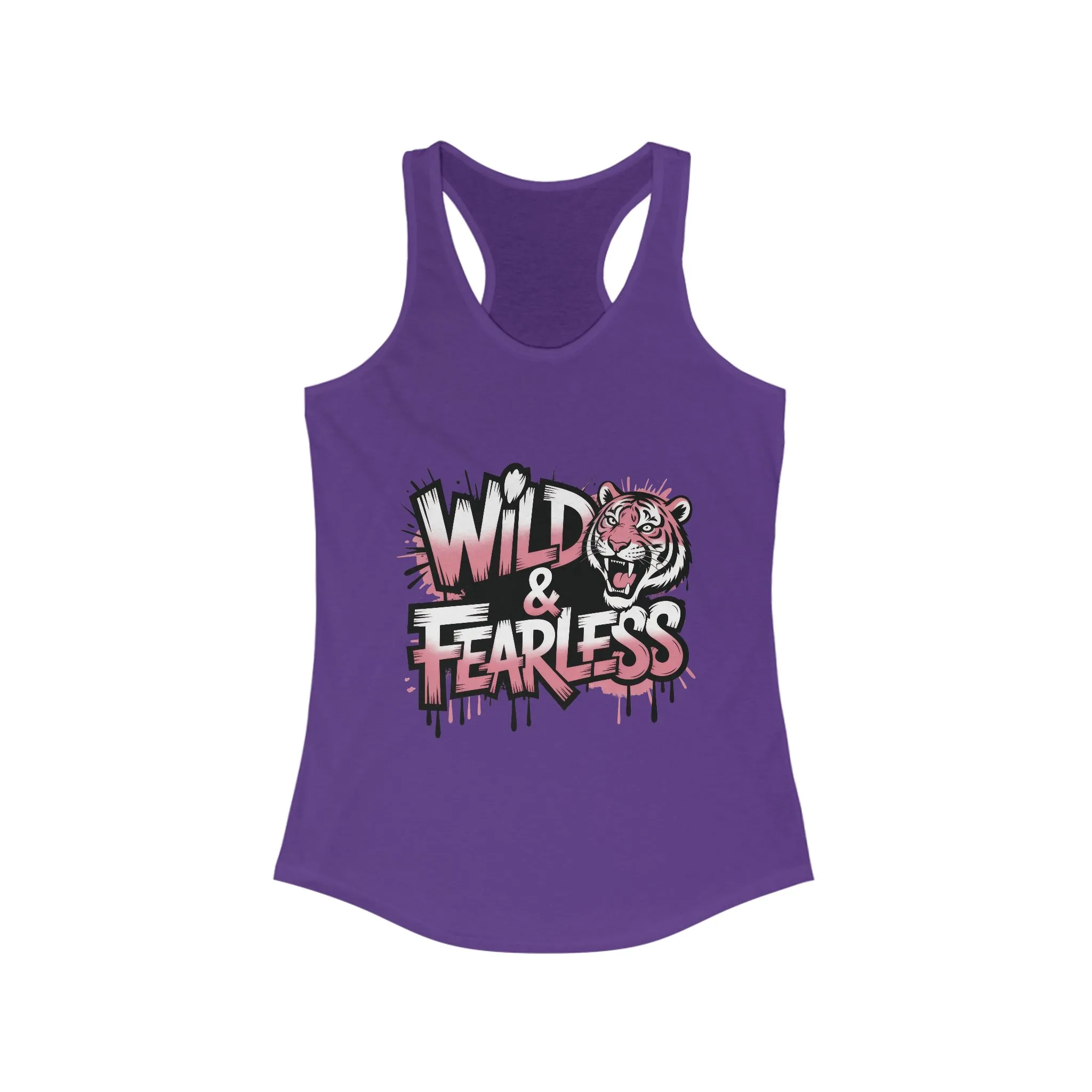 Women's Ideal Racerback Tank, Women's Tank Top Wild & Fearless, Tiger Graffiti Graphic Bold Urban Streetwear Shirt - Image 15