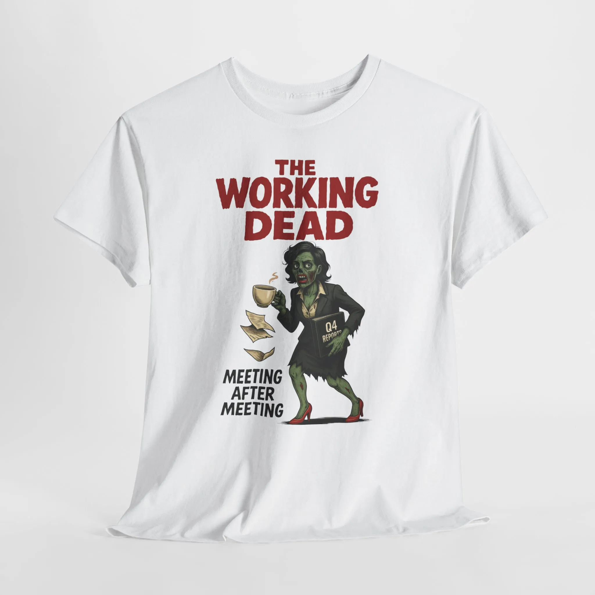 The Working Dead Women's Zombie Funny Office T-Shirt, Meeting Humor Tee, Zombie Work Top, Halloween Work Tee - Image 6