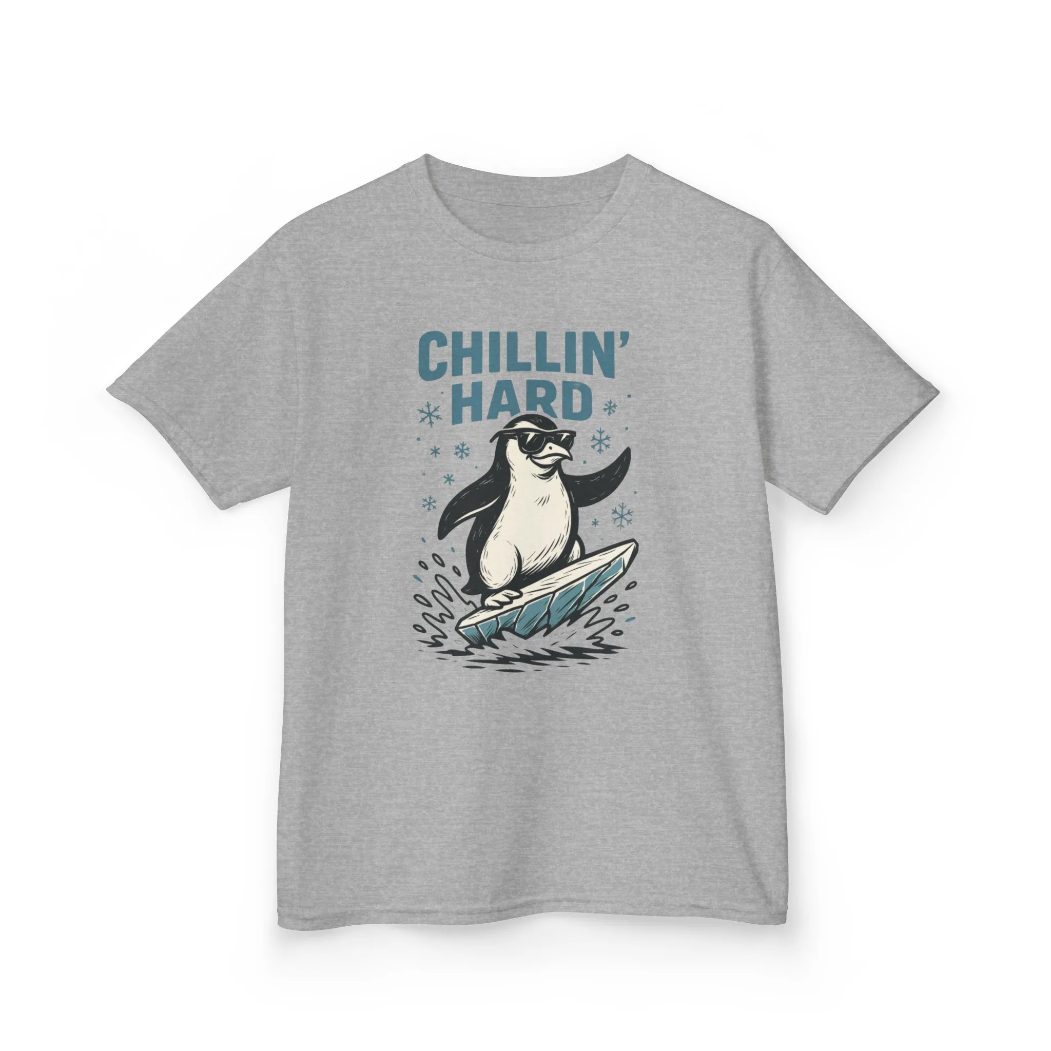 Kids Heavy Cotton™ Tee, Kids Chillin Hard Penguin T-Shirt, Funny Cool Animal Graphic Tee for Children - Image 7