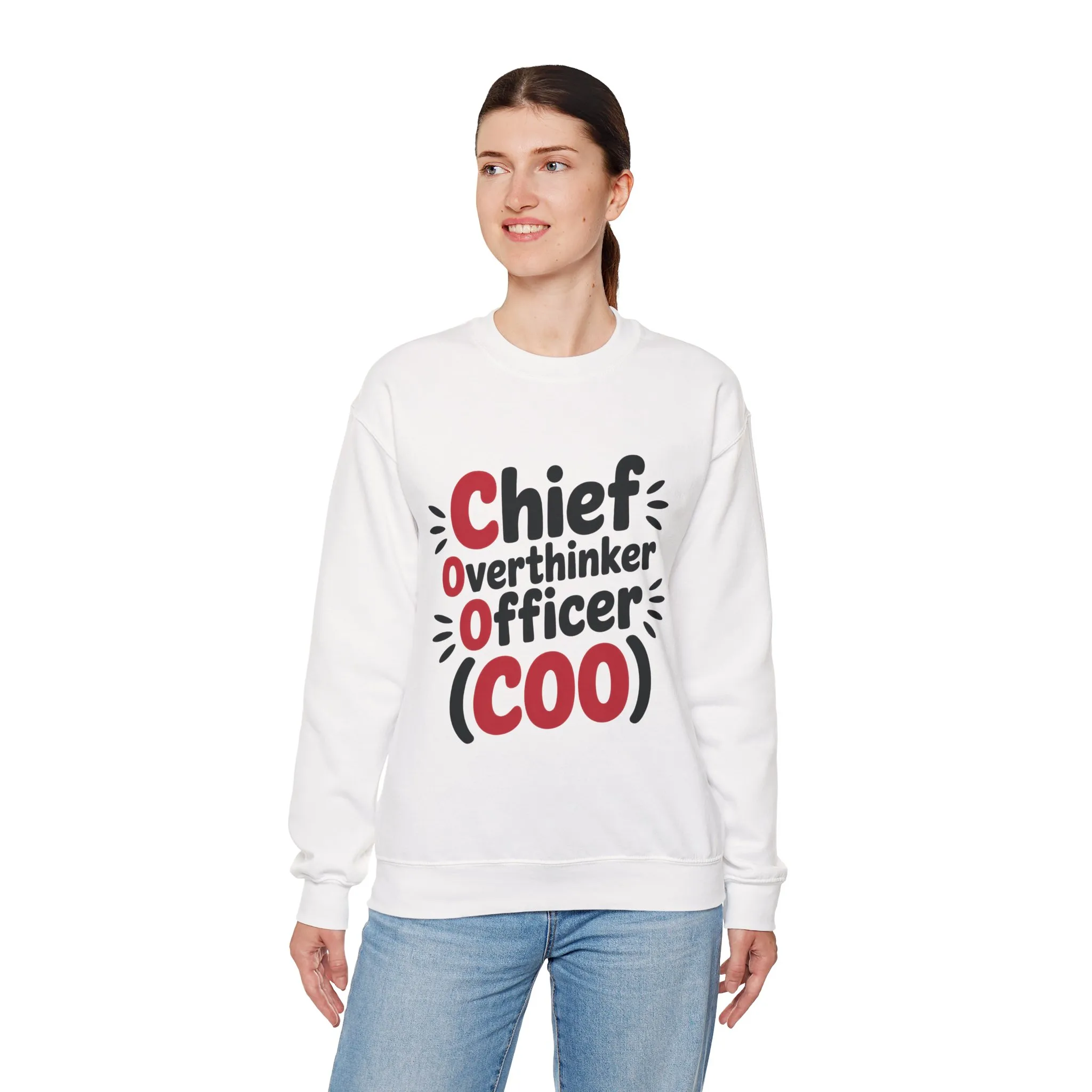 Chief Overthinker Officer Women's Sweatshirt, COO Funny Office Humor Graphic Pullover, Women's Heavy Blend™ Crewneck Sweatshirt