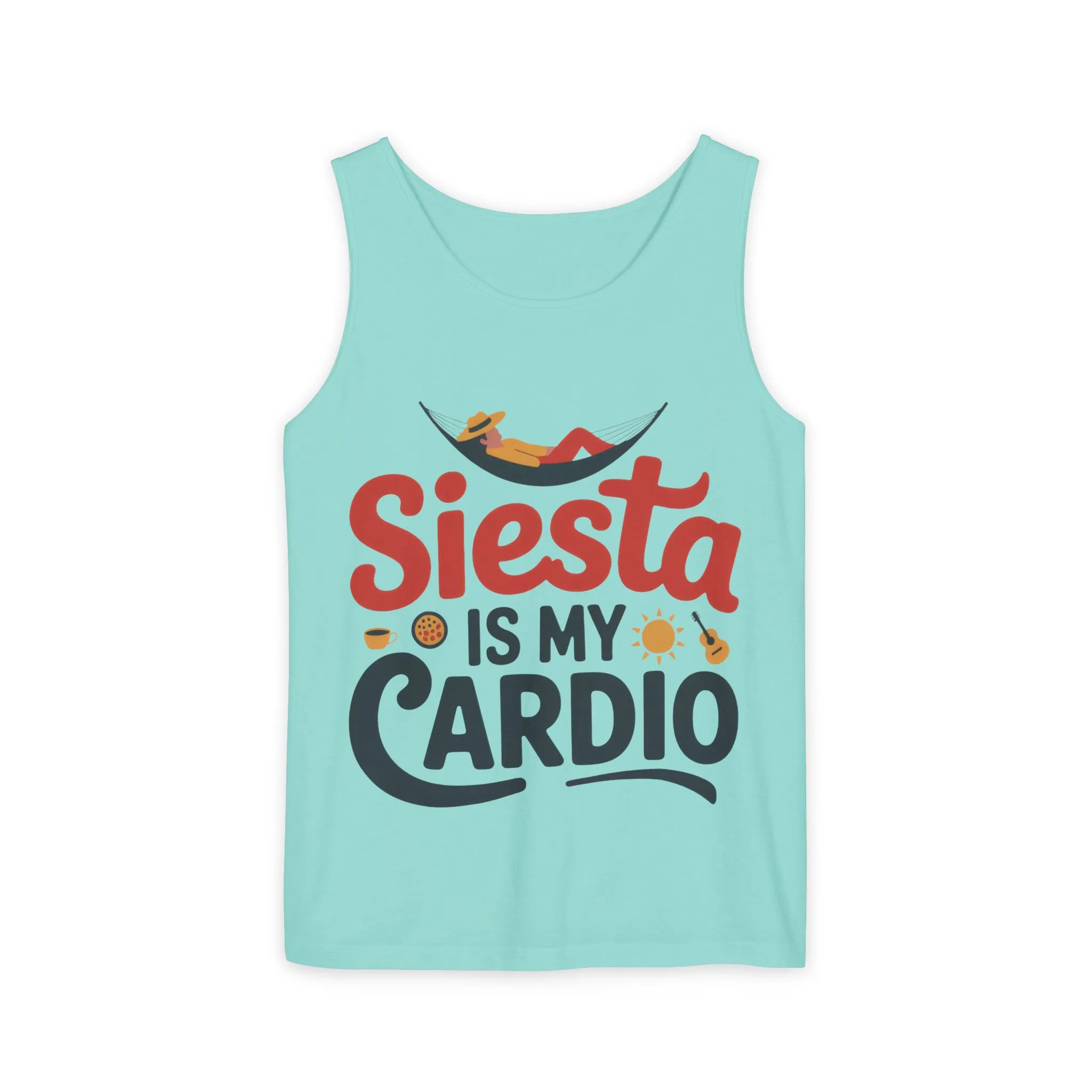 Mens Garment-Dyed Tank Top, Siesta Is My Cardio Funny Mens Tank Top Spain Humor - Image 7