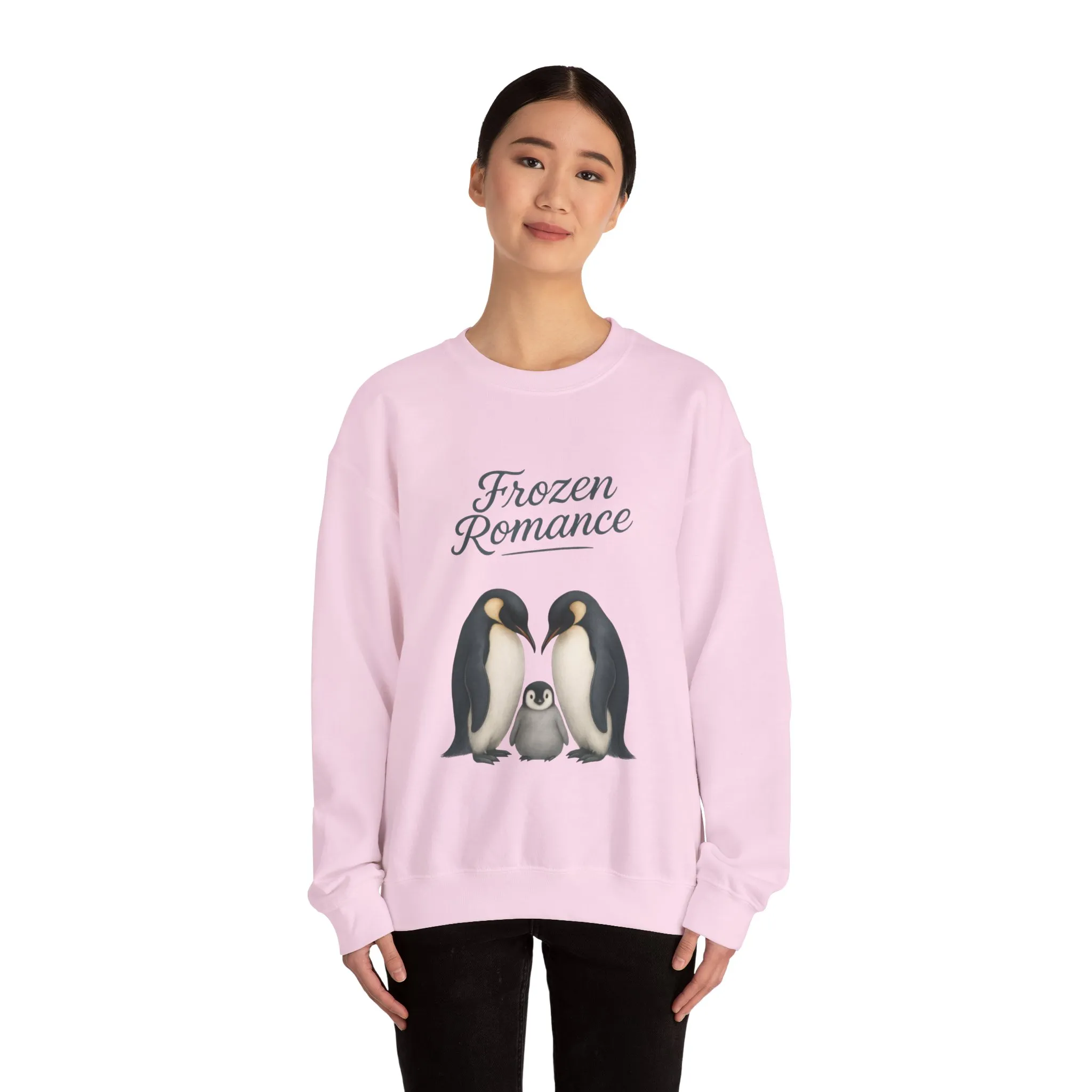 Womens Heavy Blend™ Crewneck Sweatshirt, Womens Frozen Romance Penguin Sweatshirt, Cute Animal Pullover, Romantic Graphic Top - Image 17