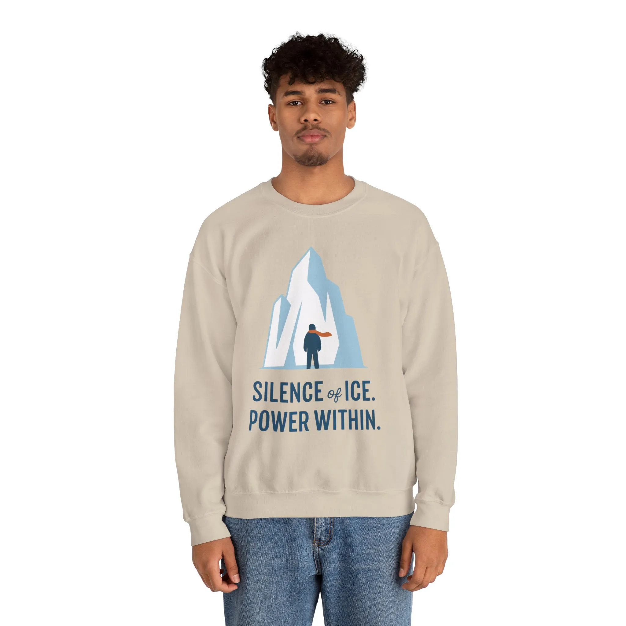 Mens Heavy Blend™ Crewneck Sweatshirt, Silence of Ice Power Within Sweatshirt, Nordic Iceberg Minimalist Pullover - Image 11