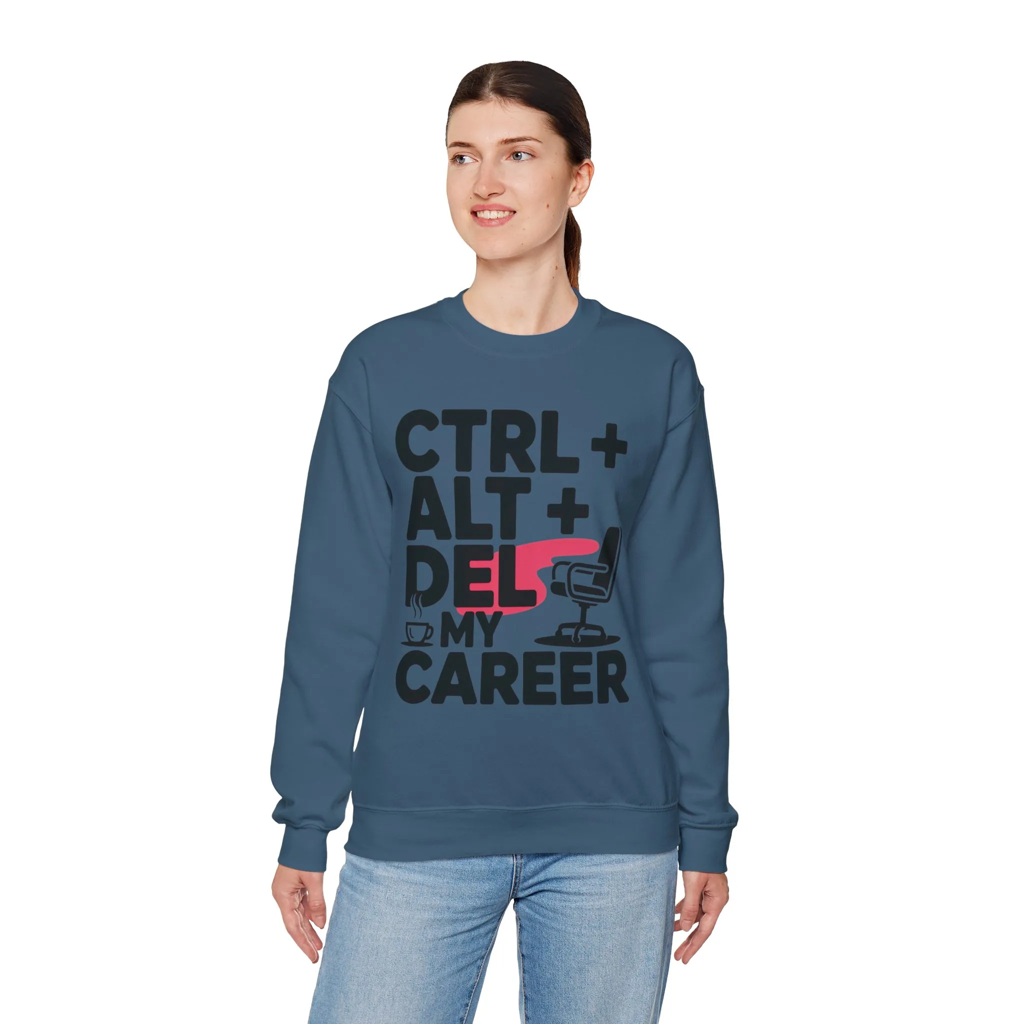 Ctrl Alt Del My Career Sweatshirt, Sarcastic Workwear Graphic Pullover, Funny Office Top, Women's Heavy Blend⢠Crewneck Sweatshirt - Image 12
