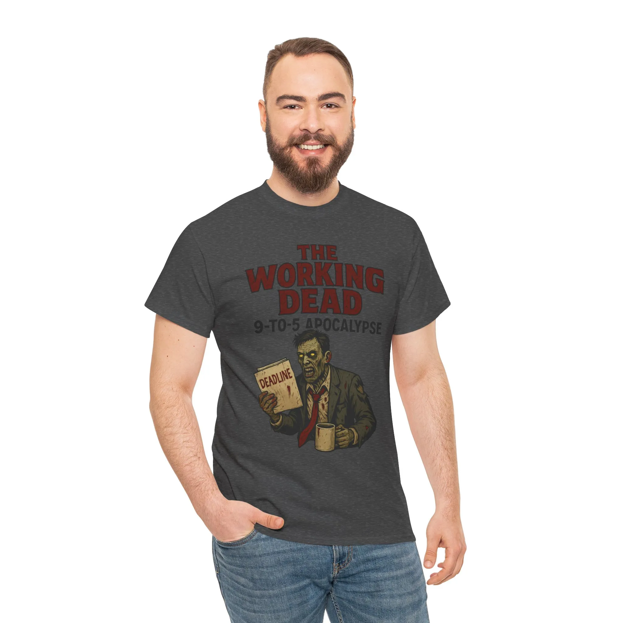 The Working Dead 9-to-5 Apocalypse Men's T-Shirt, Funny Horror Office Zombie Tee, Halloween Zombie Top, Work Humor Sweatshirt - Image 16