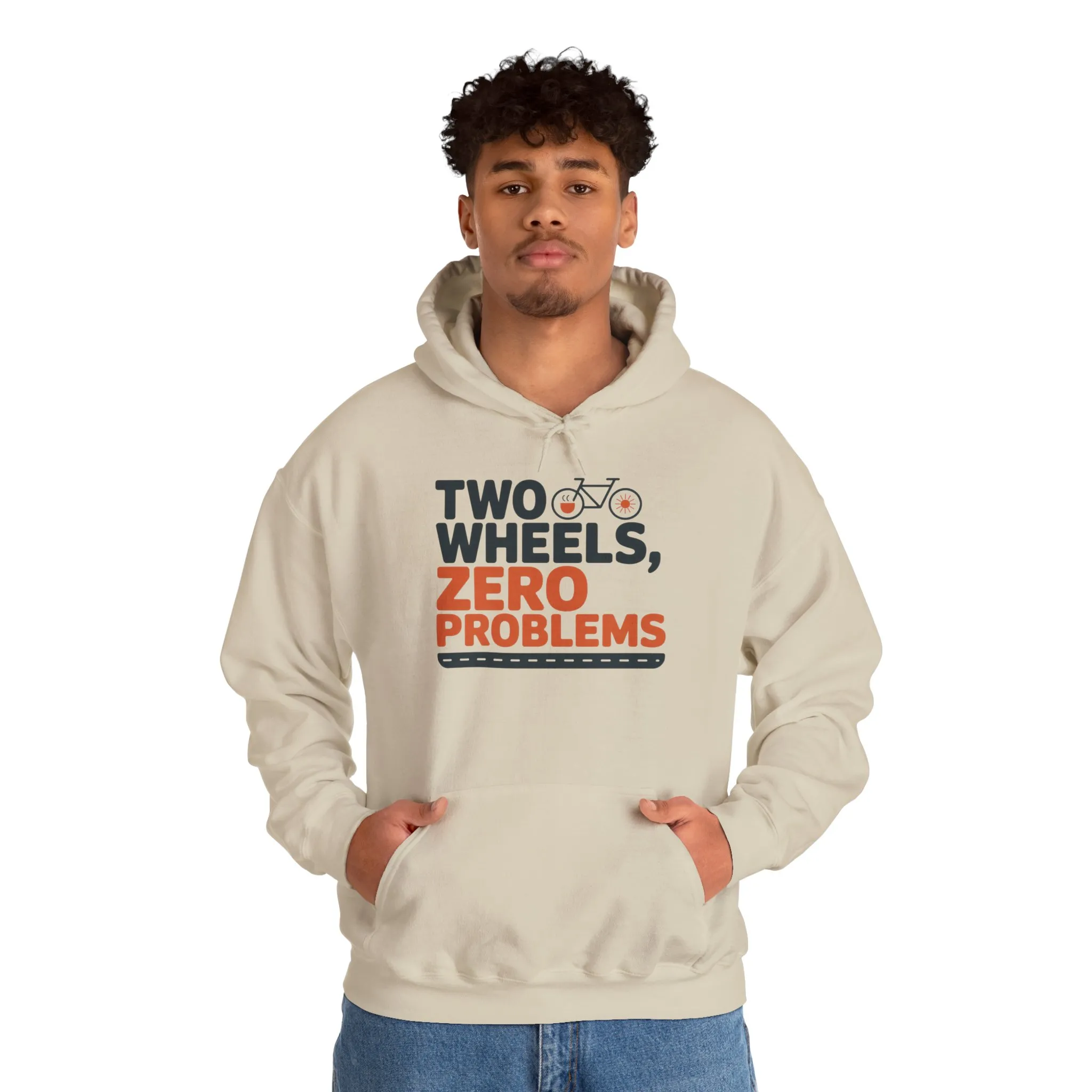 Mens Heavy Blend™ Hooded Sweatshirt, Two Wheels Zero Problems Mens Funny Cycling Hoodie, Cyclist Gift - Image 11
