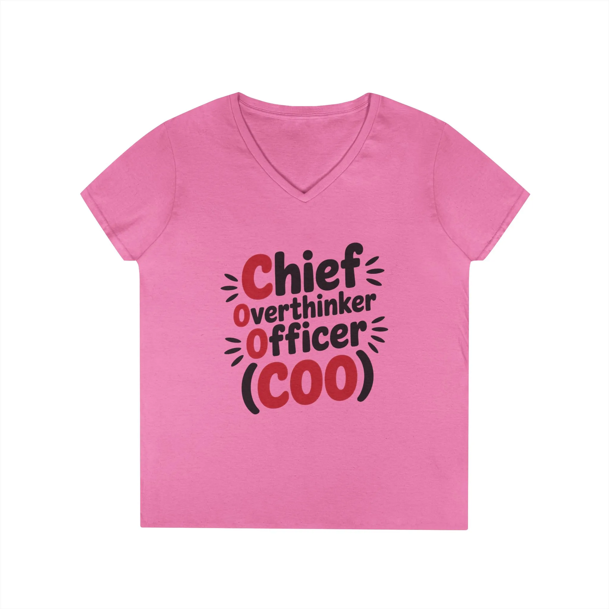 Ladies' V-Neck T-Shirt, Women's COO T-Shirt, Chief Overthinker Officer Funny Graphic Tee, Sarcastic Work Shirt - Image 25
