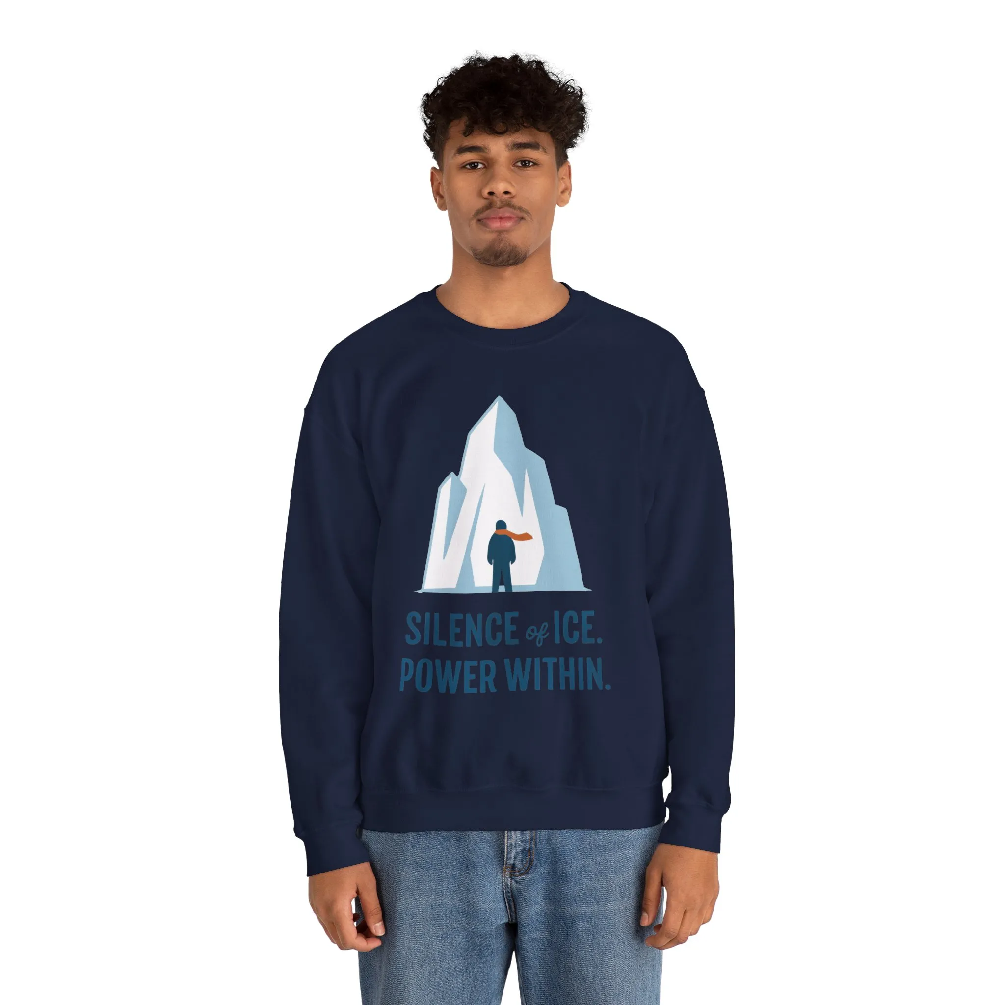 Mens Heavy Blend™ Crewneck Sweatshirt, Silence of Ice Power Within Sweatshirt, Nordic Iceberg Minimalist Pullover - Image 26