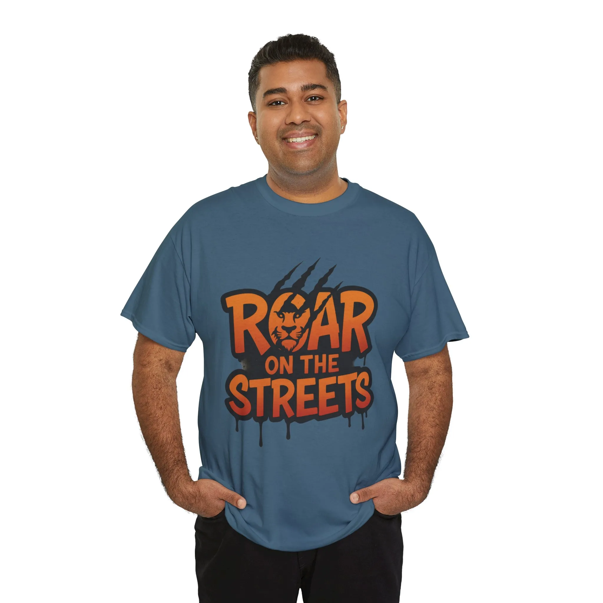 Roar on the Streets Lion Graphic Mens Urban T-Shirt, Lion Shirt - Image 21