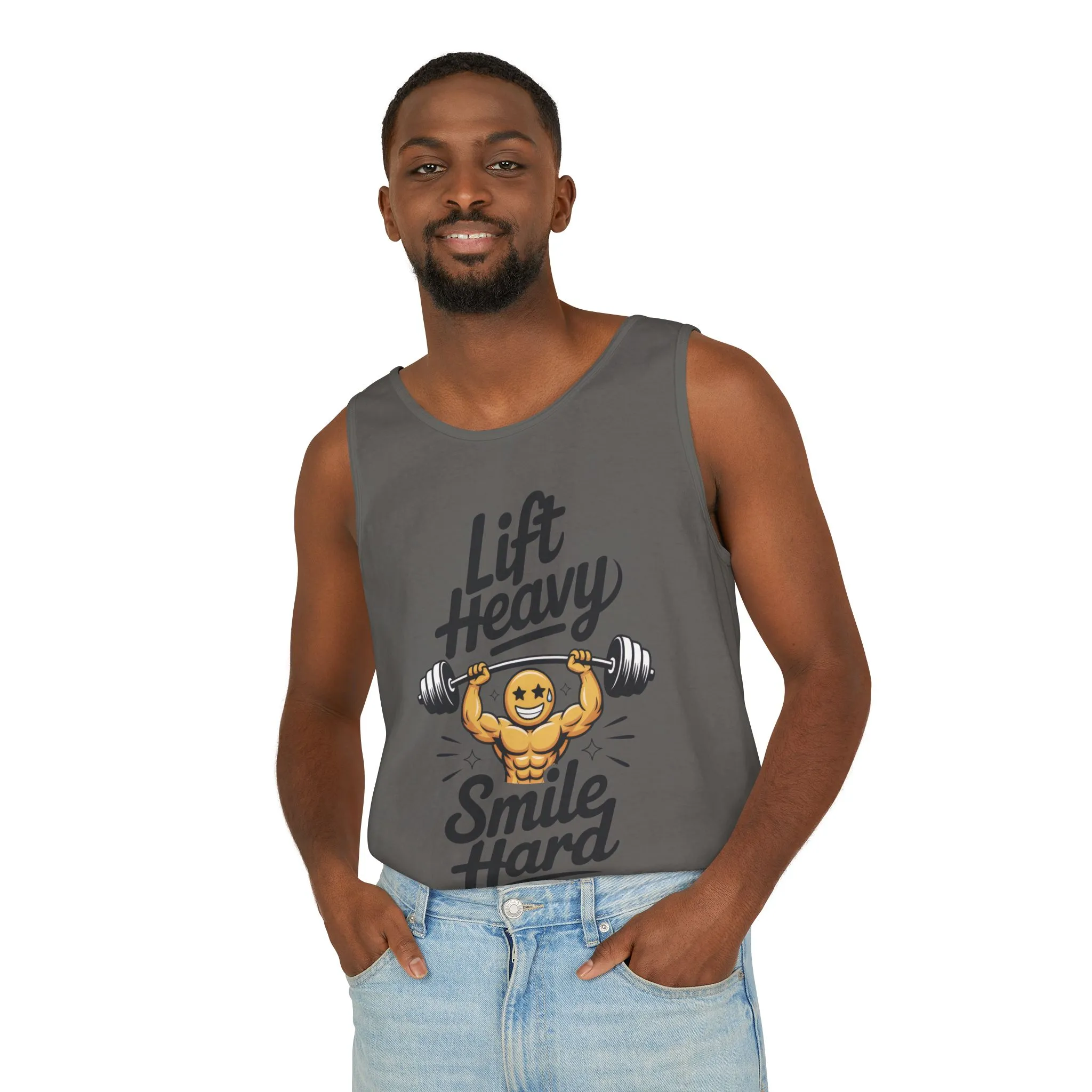 Mens Lift Heavy Smile Hard Tank Top, Funny Gym Workout Fitness Shirt, Mens Funny Gym Tank - Image 9