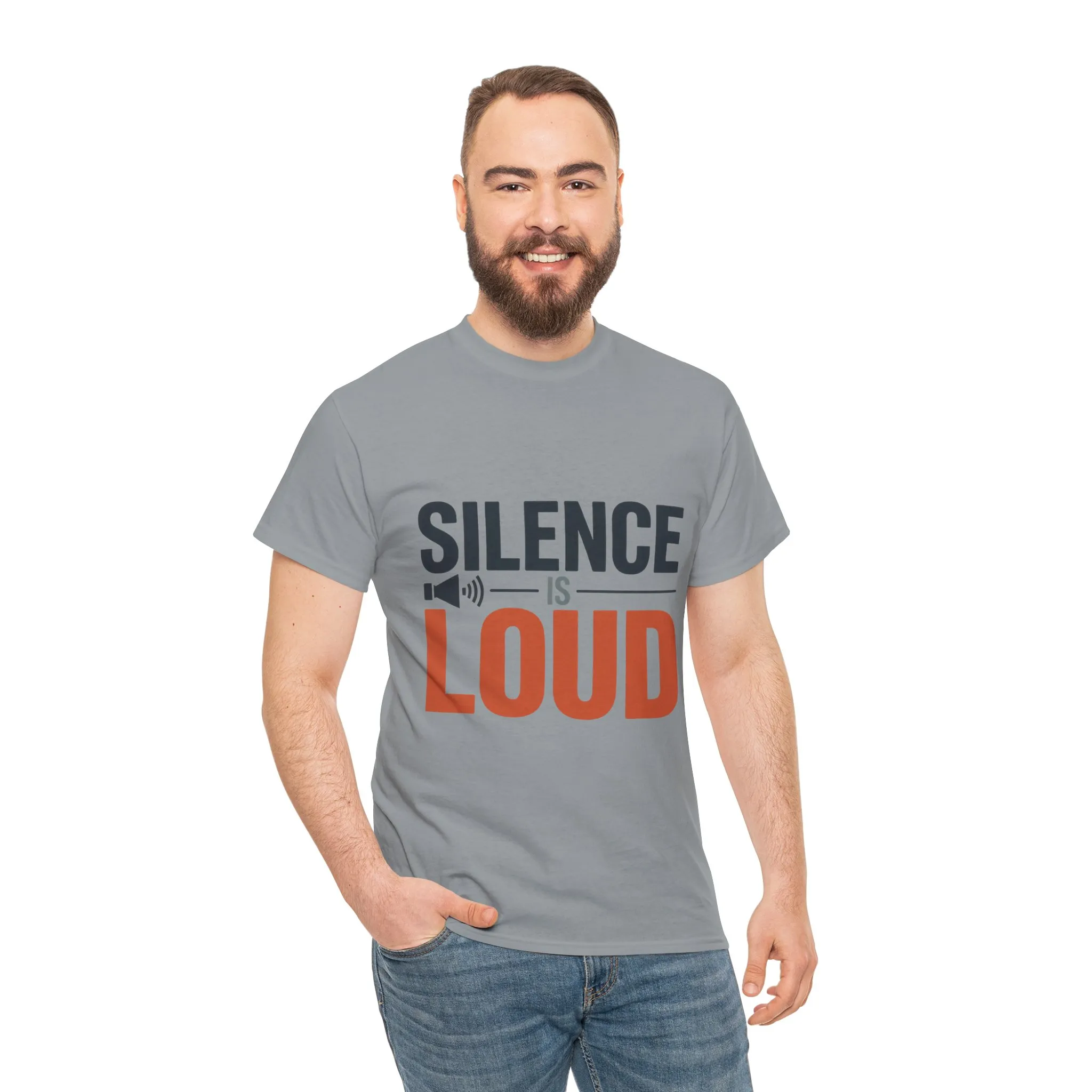 Silence Is Loud Motivational Quote Mens T-Shirt, Silence Tee, ironic Tee, Graphic Tee - Image 14